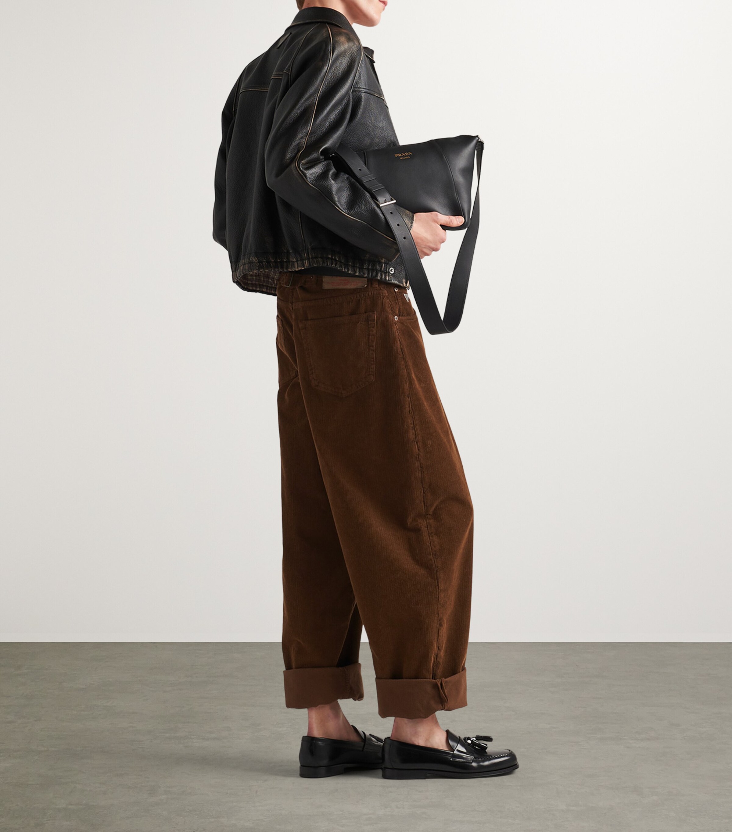 Corduroy Wide-Leg Trousers F098L Image 4