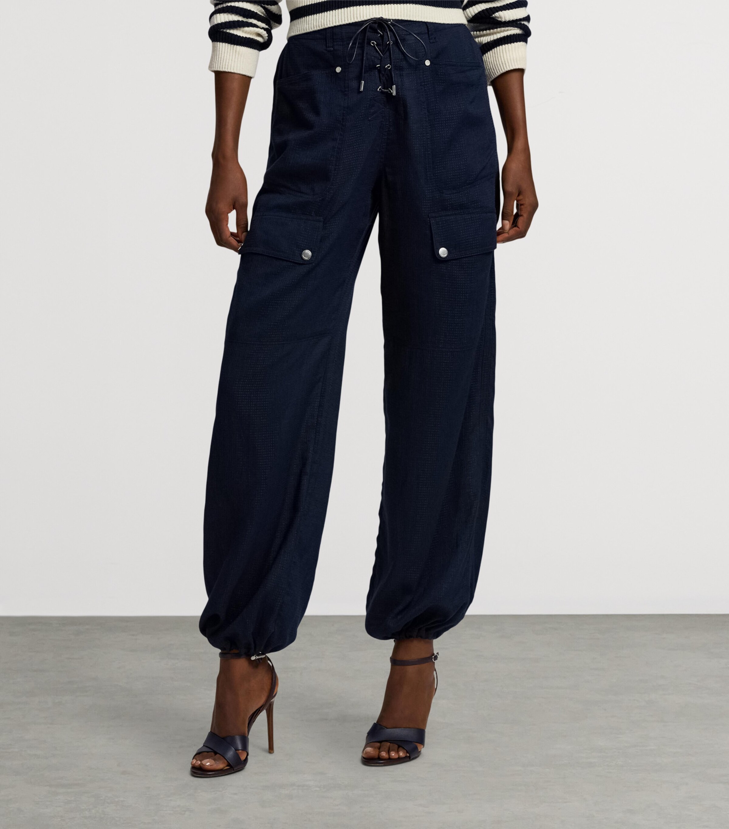 Ralph Lauren Collection Womens Ripstop Briella Cargo Trousers Navy Image 7