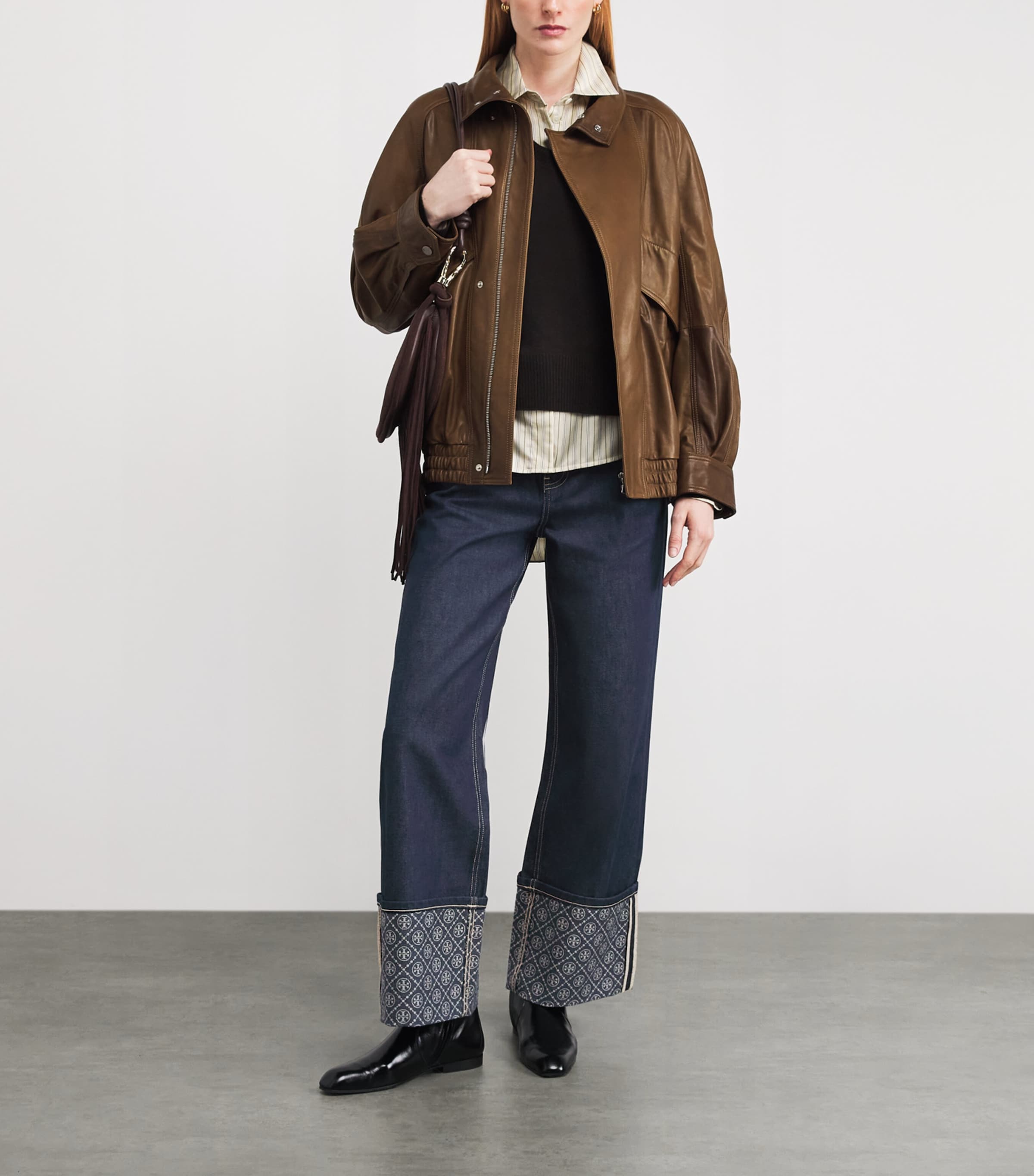 Contrast-Cuff Straight Jeans RAW/UNWASHED Image 2