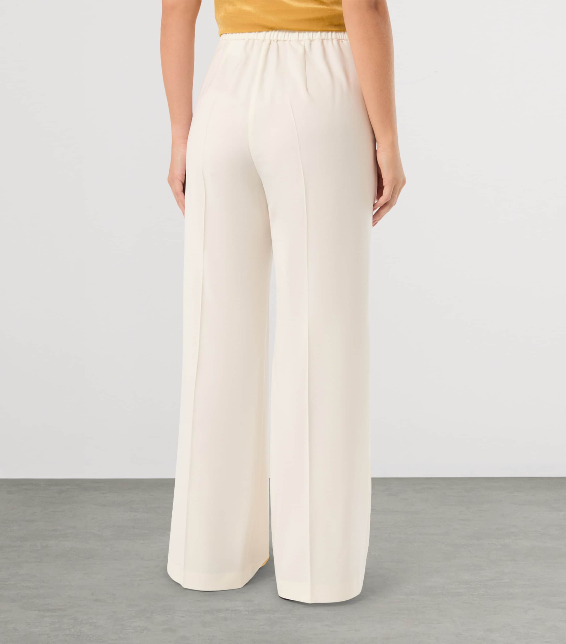 Marina Rinaldi Womens Virgin Wool Wide-Leg Trousers Ivory Image 4