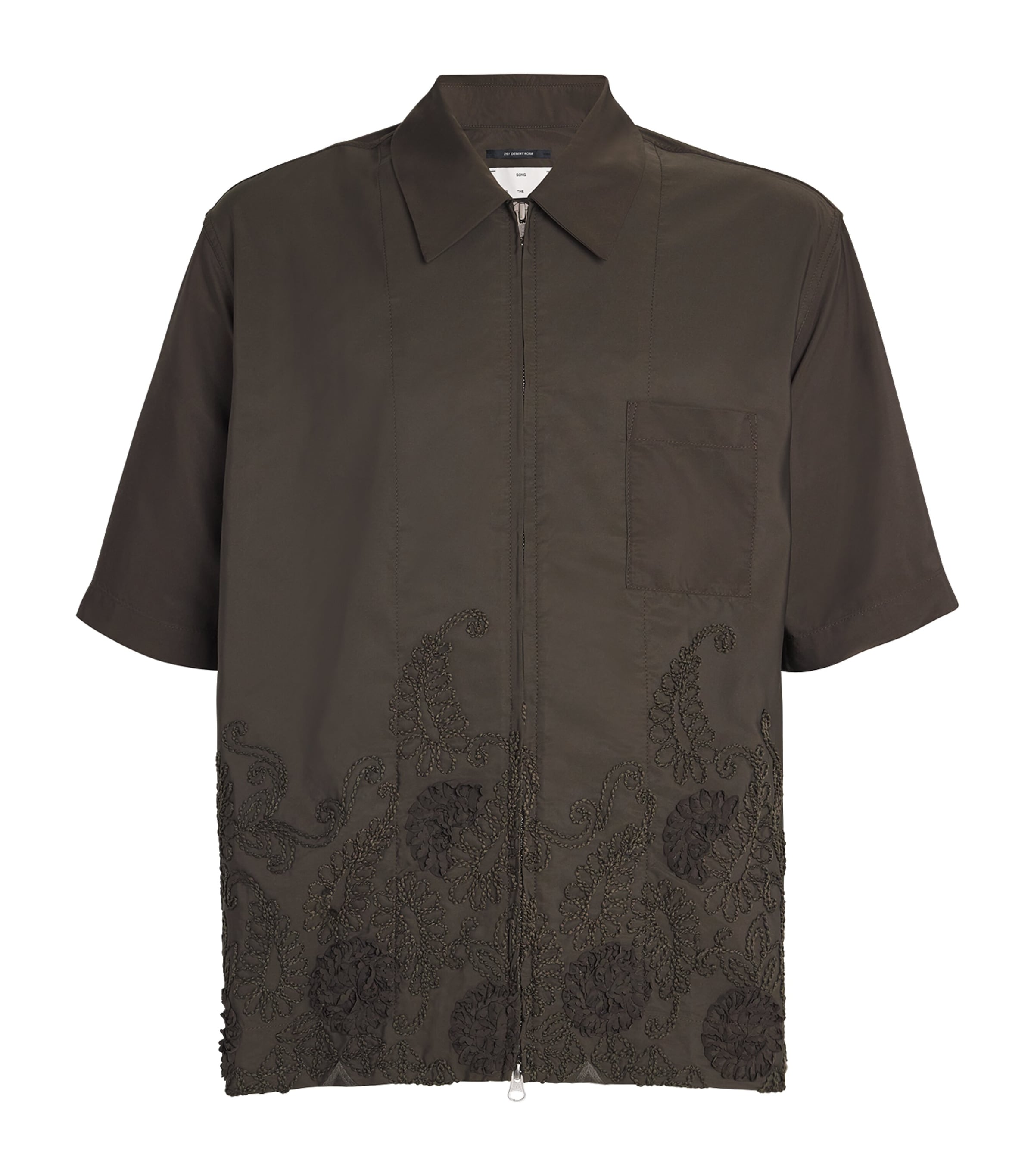 SONG FOR THE MUTE FLORAL-EMBROIDERED ZIP-UP SHIRT 