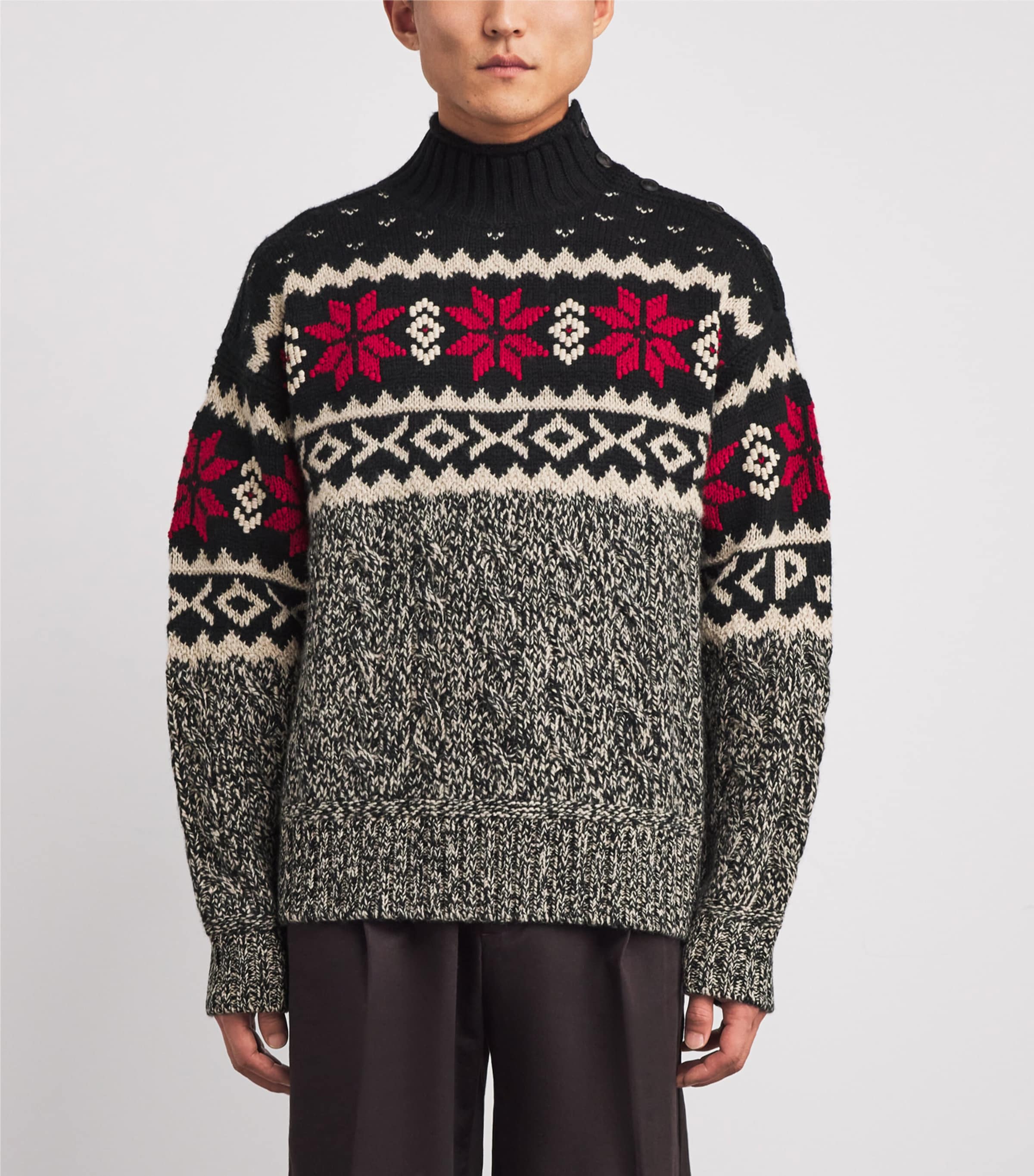 Wool Snowflake Rollneck Sweater GREY Image 3
