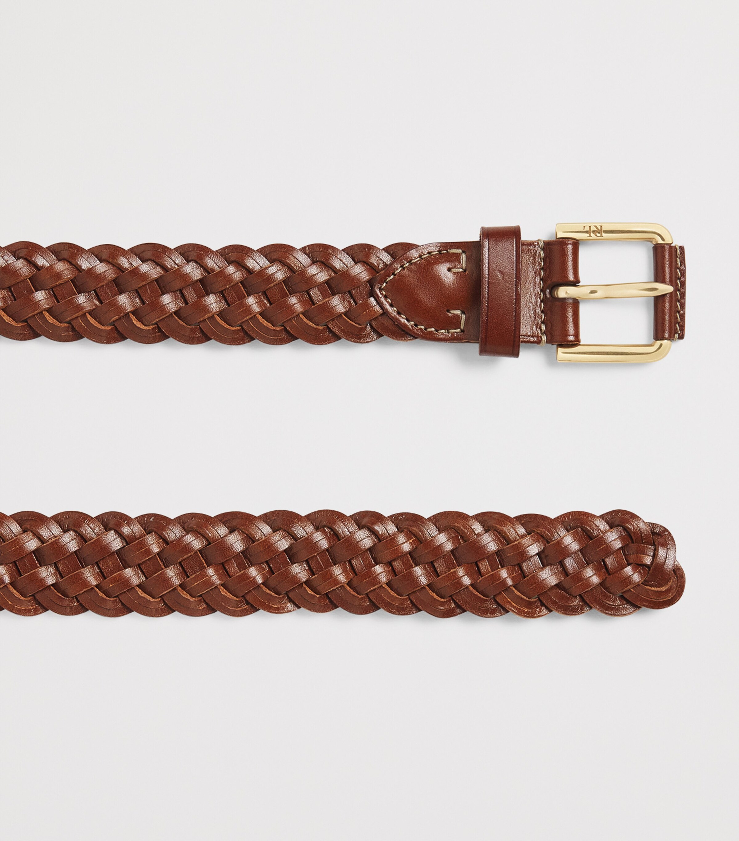 Ralph Lauren Purple Label Calfskin Braided Sportsman Belt Rl Gold Image 4