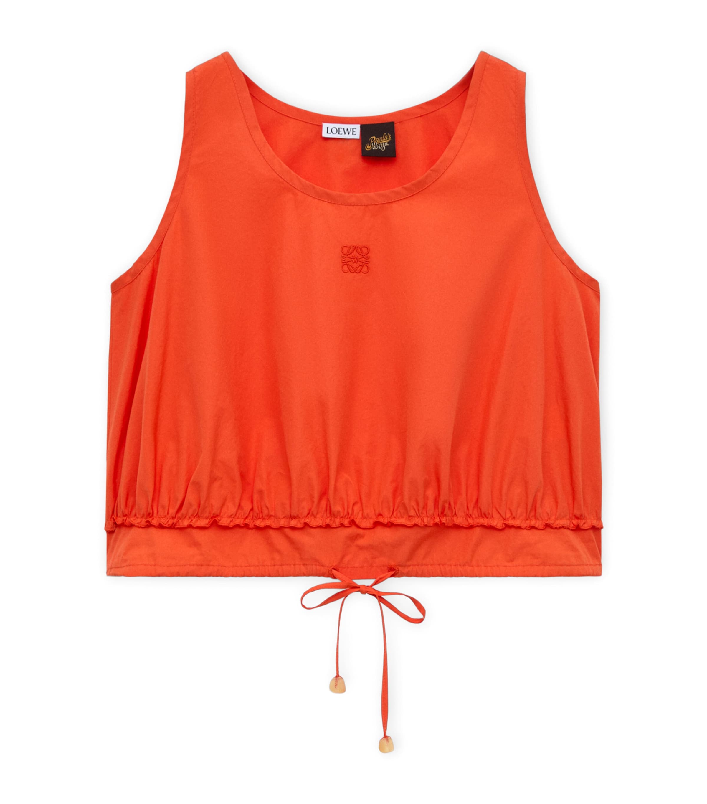 LOEWE Womens x Paula's Ibiza Cotton-Blend Sleeveless Crop Top Orange Image 1