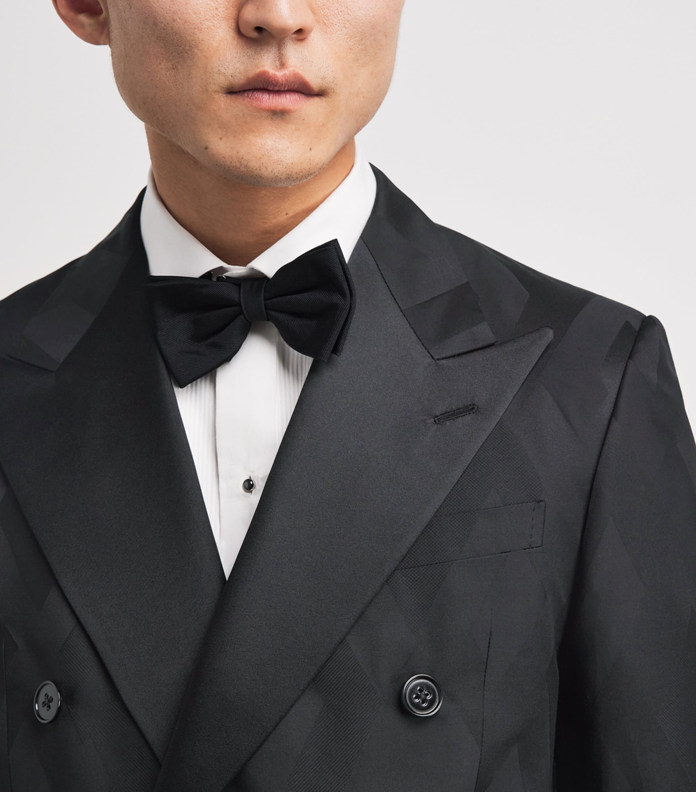 Ralph Lauren Purple Label Mens Cotton-Silk Double-Breasted Kent Tuxedo Jacket Black Tonal Image 3