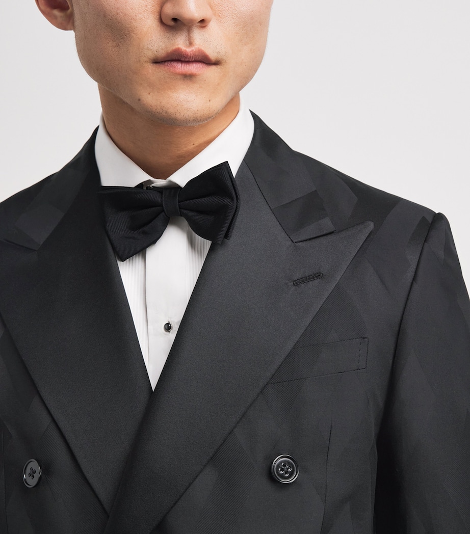 Ralph Lauren Purple Label Mens Cotton-Silk Double-Breasted Kent Tuxedo Jacket Black Tonal Image 3