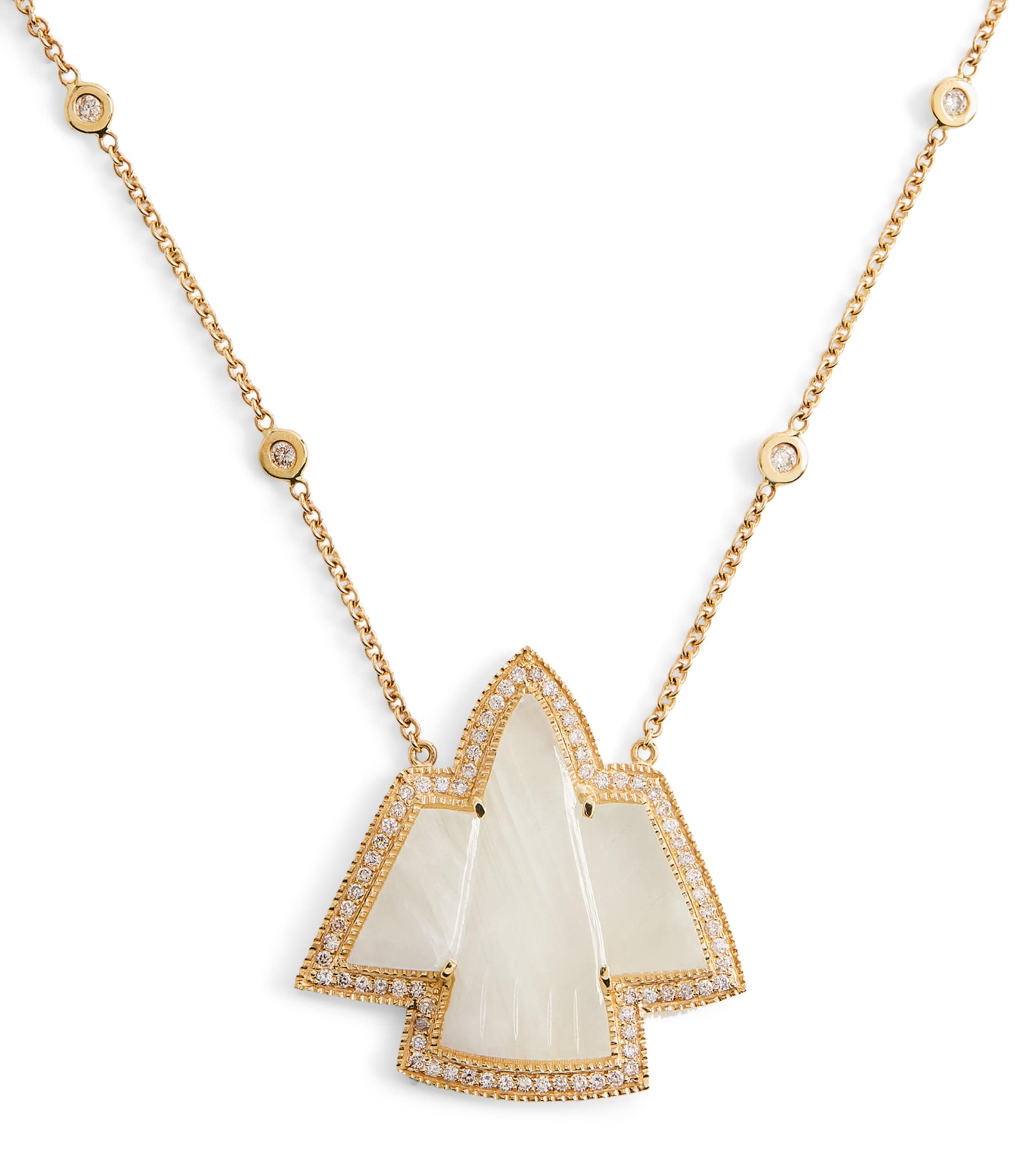 Jacquie Aiche Yellow Gold, Diamond And Moonstone Thunderbird Necklace In Gold