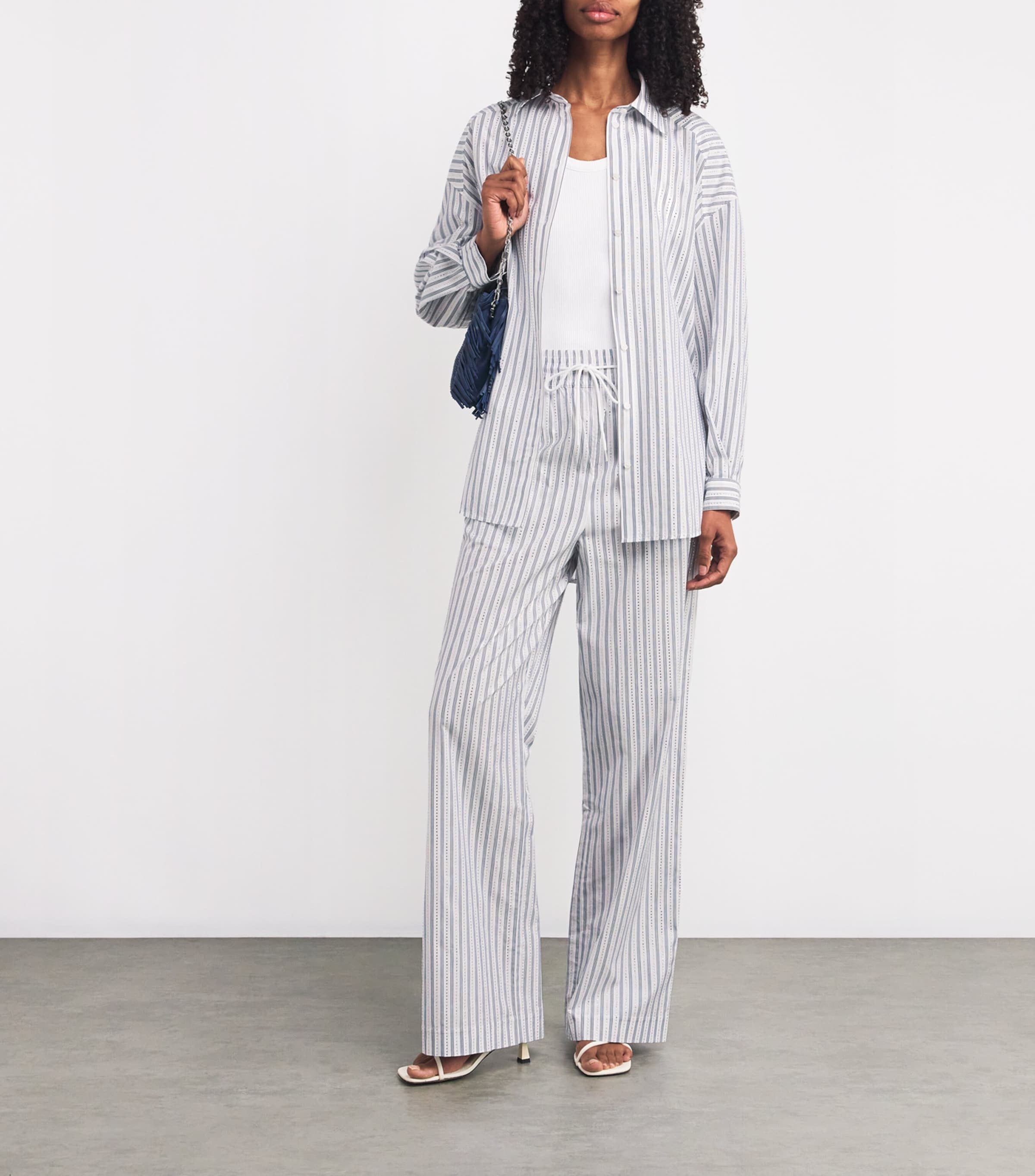 Sandro Paris Rhinestone Striped Wide-Leg Trousers Harrods UG