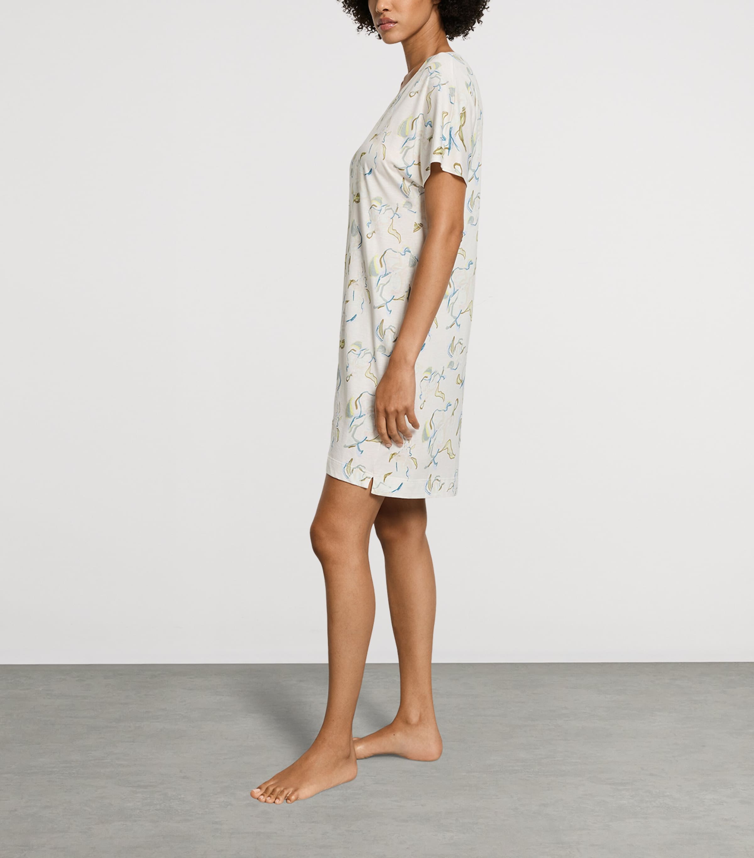 Hanro Womens Cotton-Modal Printed Nightdress Flowing Paint Image 4