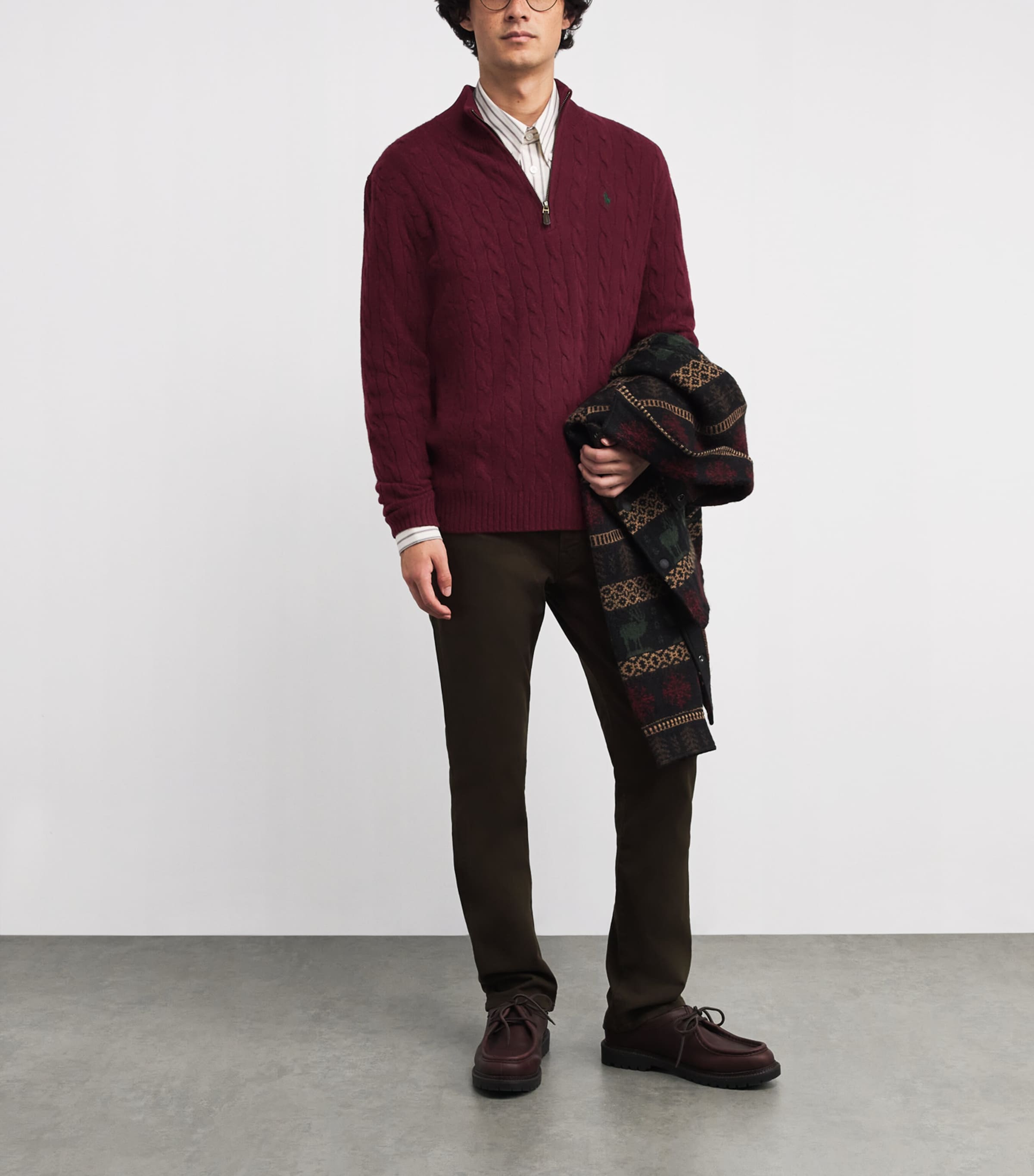 Wool-Cashmere Quarter-Zip Sweater DARK RED Image 2