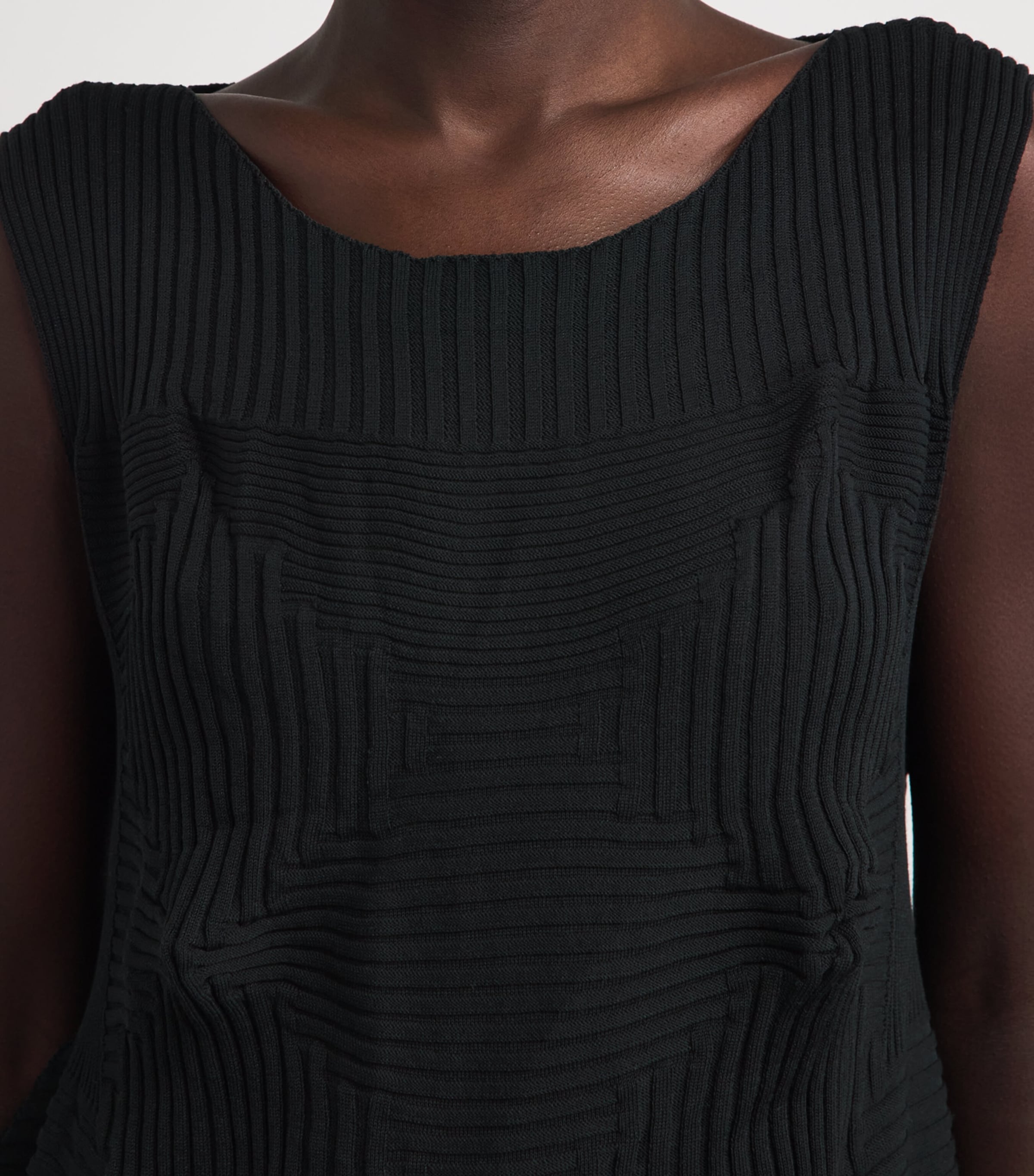 Issey Miyake Womens Knitted Linkage Midi Dress Black Image 3
