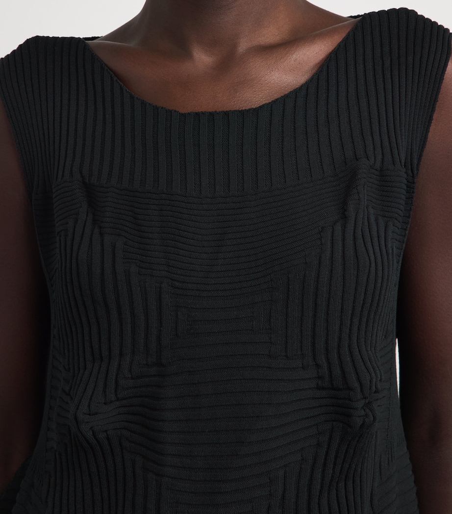 Issey Miyake Womens Knitted Linkage Midi Dress Black Image 3
