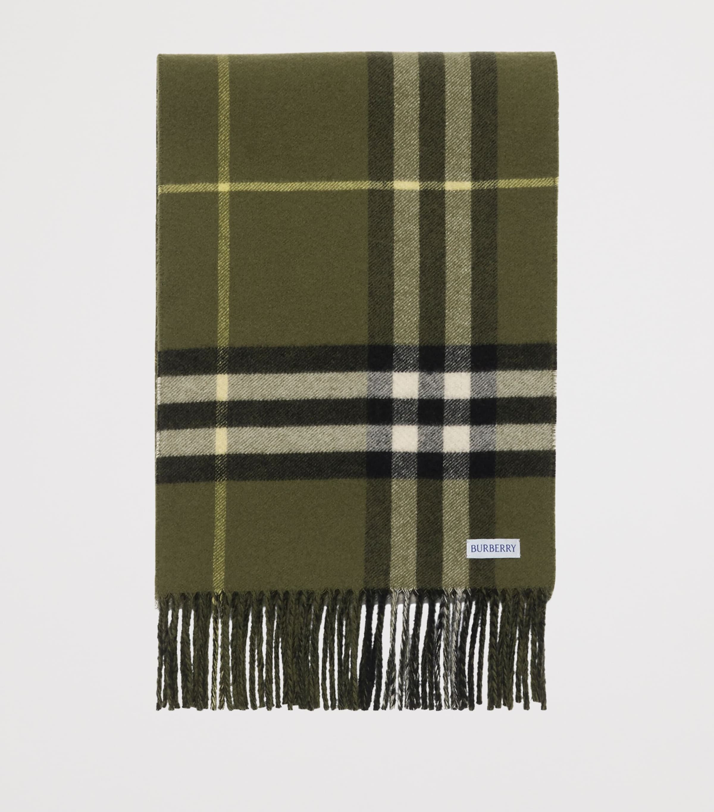 Burberry Cashmere Reversible B Shield Scarf Pea Green Image 2