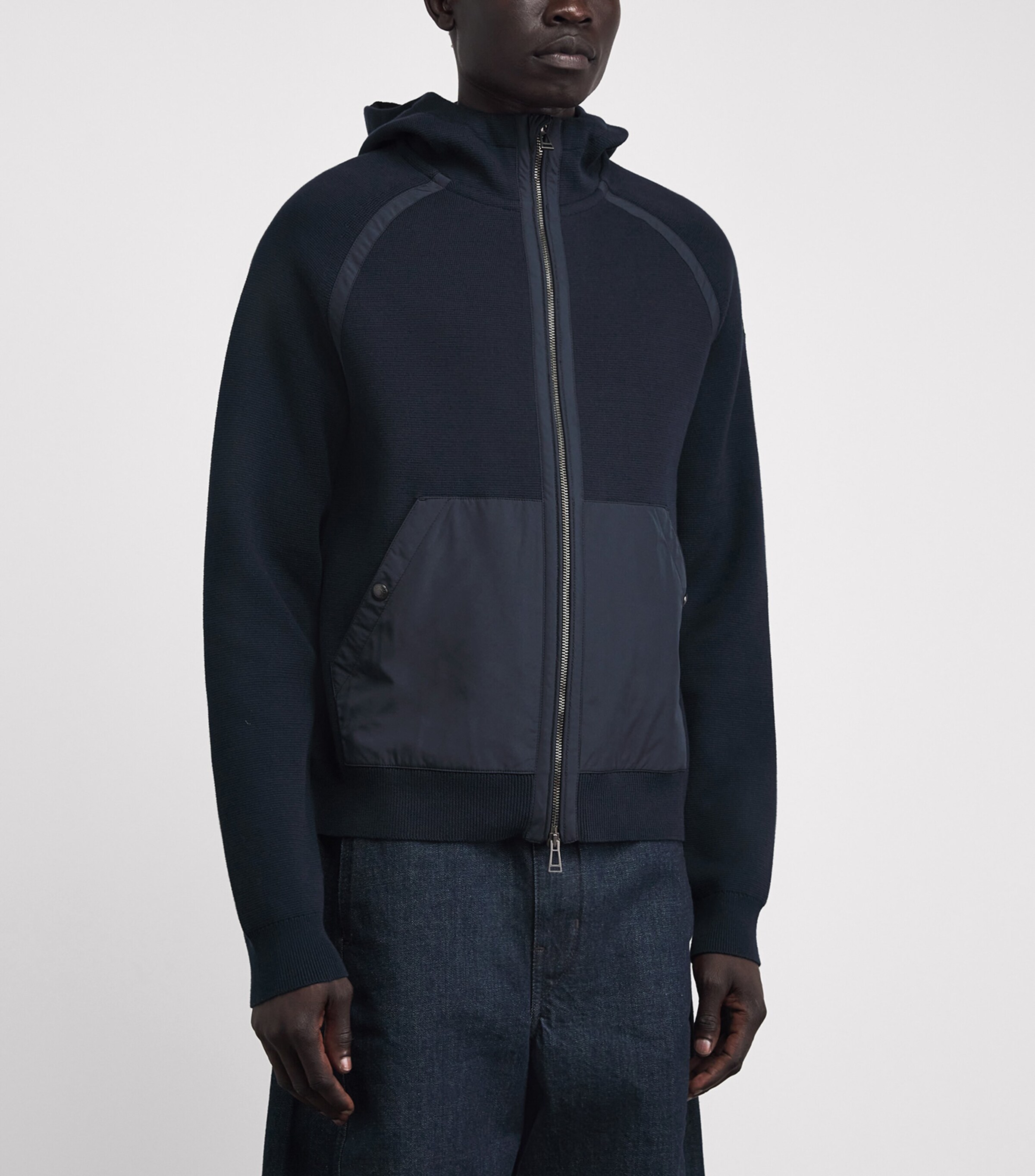 Belstaff Mens Cotton Hooded Zip-Up Cardigan Dark Inkdkink Image 4