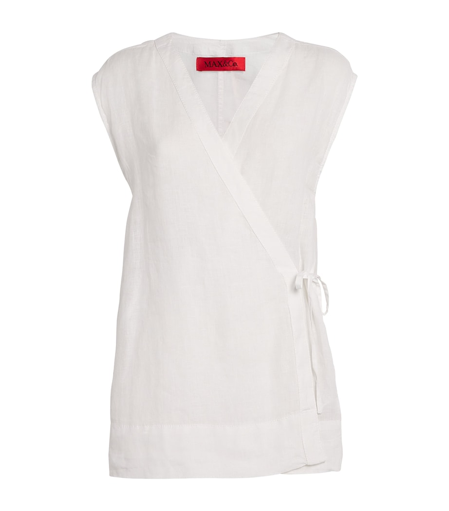 Linen Sleeveless Wrap Jacket OPTICAL WHITE Image 1