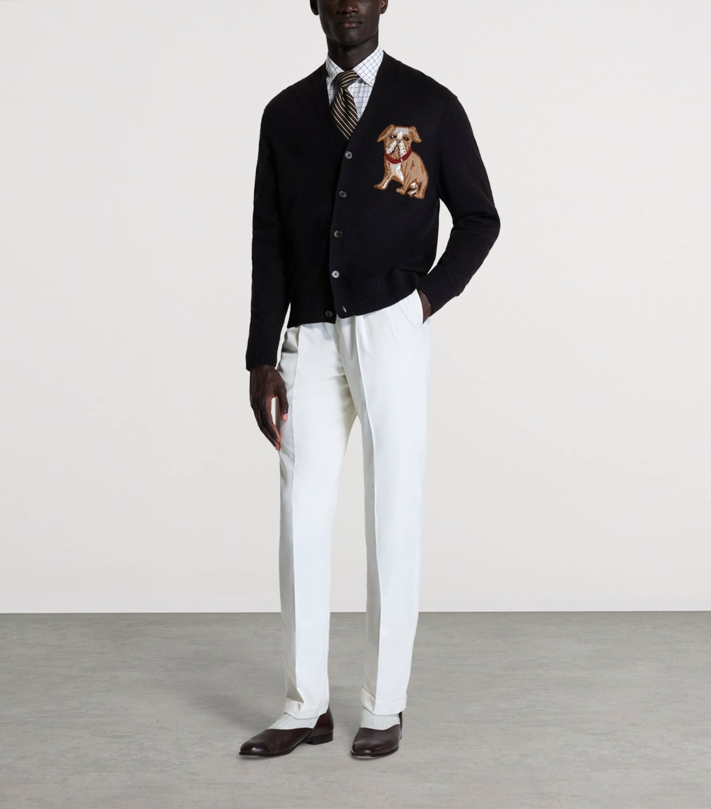 Dunhill Mens Wool Double-Pleated Formal Trousers Image 2
