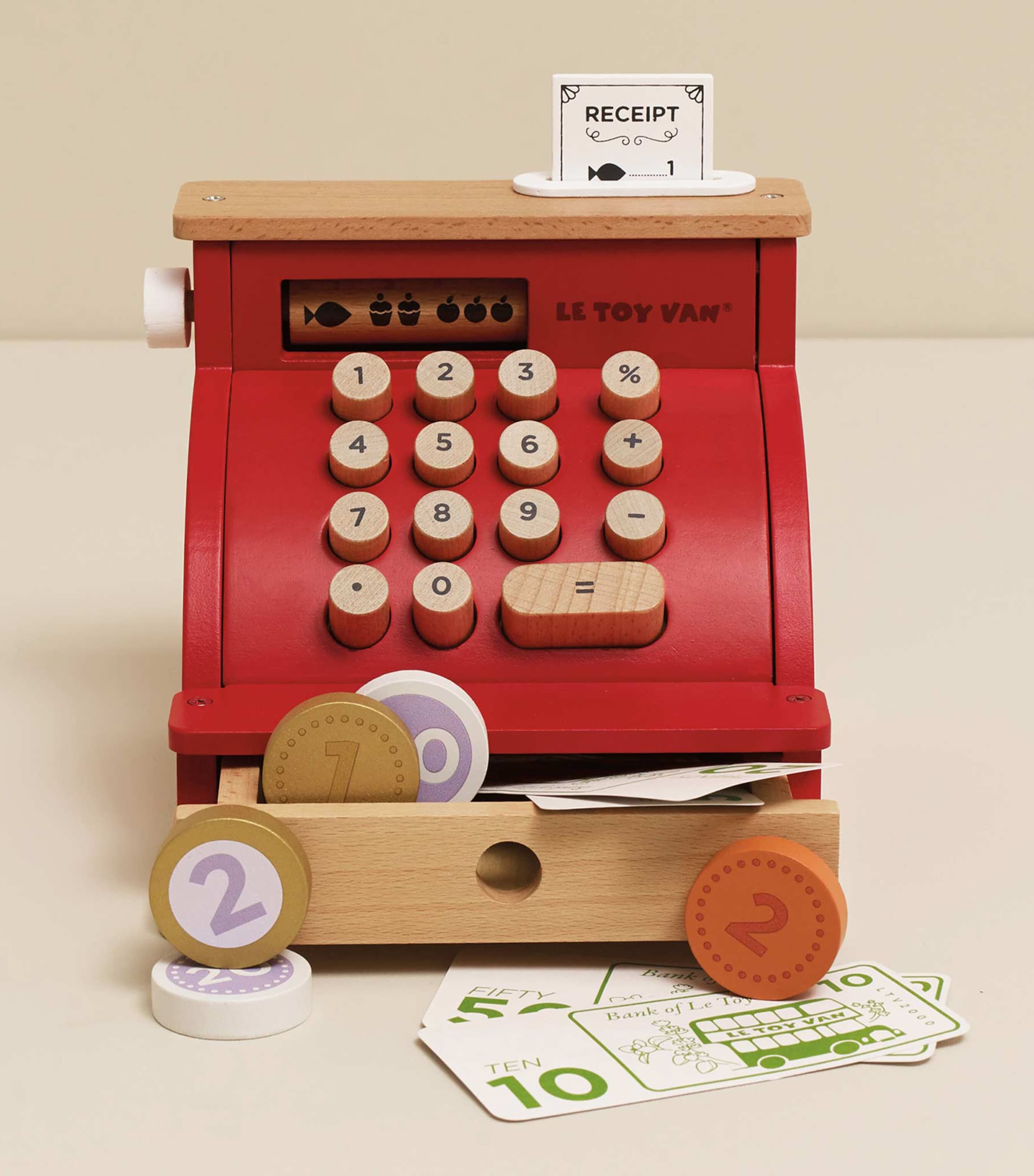 Le Toy Van Wooden Shop Till - Cash Register & Money Image 2