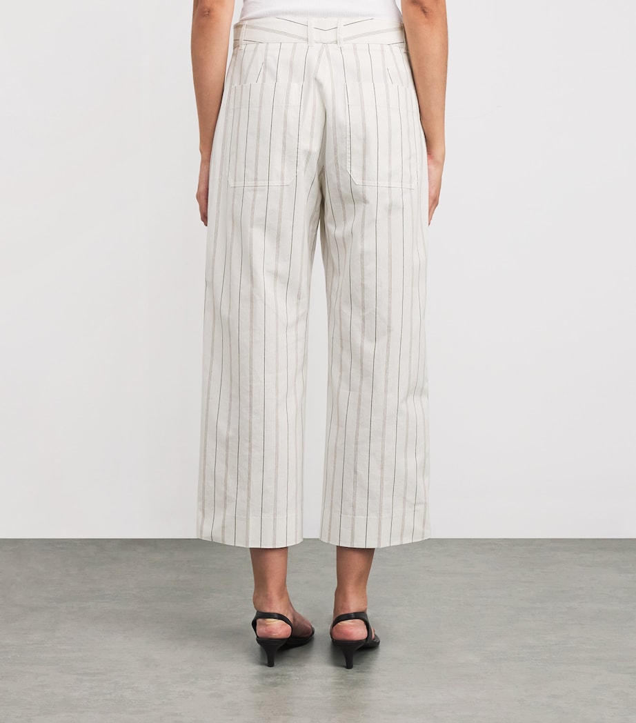 ME+EM Womens Organic Cotton Stripe Cropped Trousers Multi Stripe Image 4