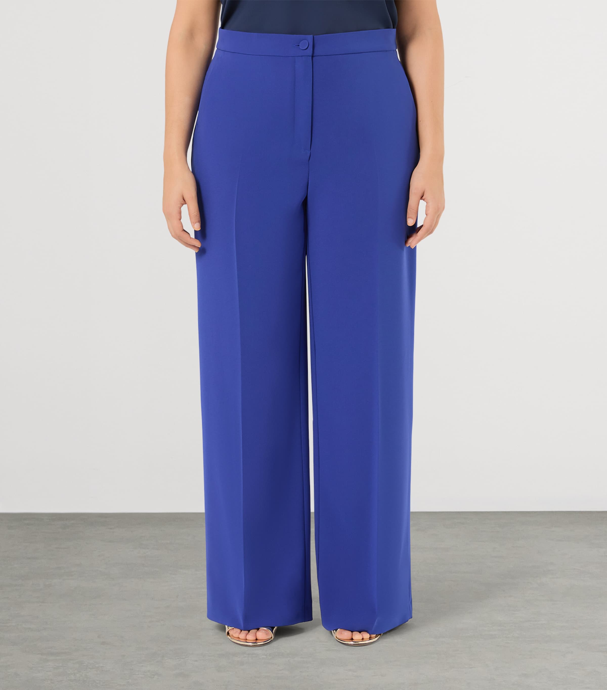 Marina Rinaldi Womens Cady Wide-Leg Trousers Cornflower Blue Image 3