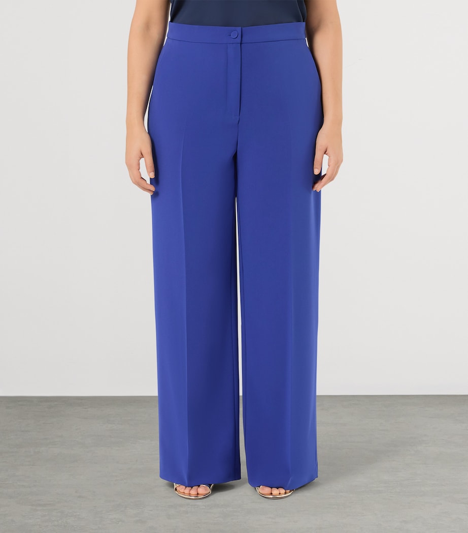 Marina Rinaldi Womens Cady Wide-Leg Trousers Cornflower Blue Image 3