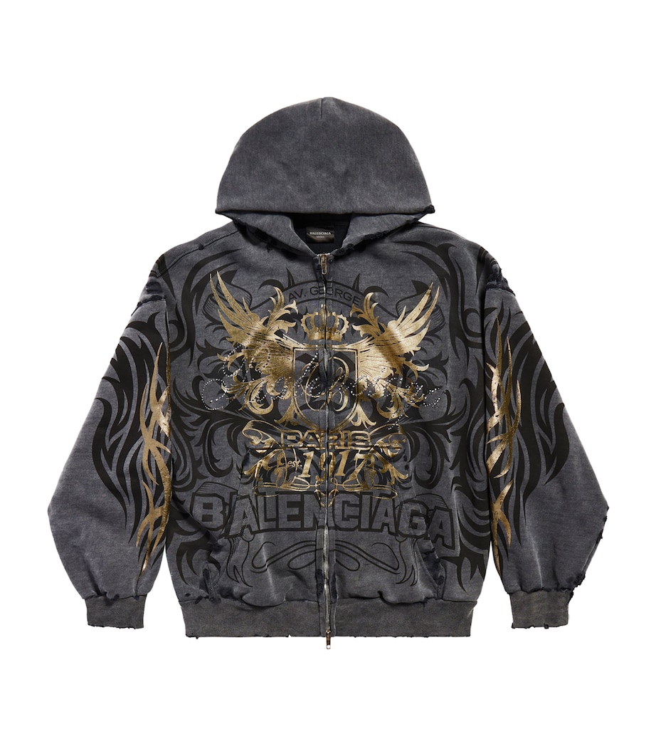 Balenciaga Mens Cotton Logo Zip-Up Hoodie Image 1