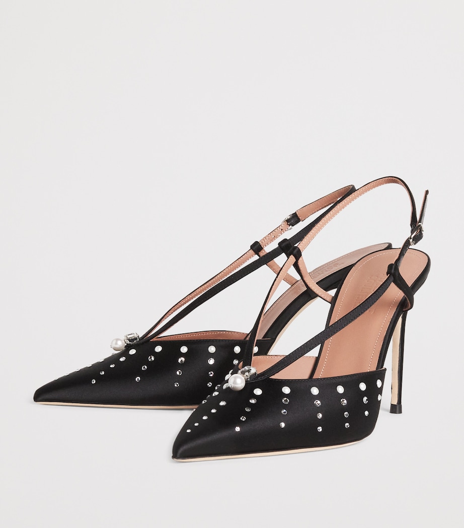 Satin Moore Slingback Pumps 90 BLACK Image 4