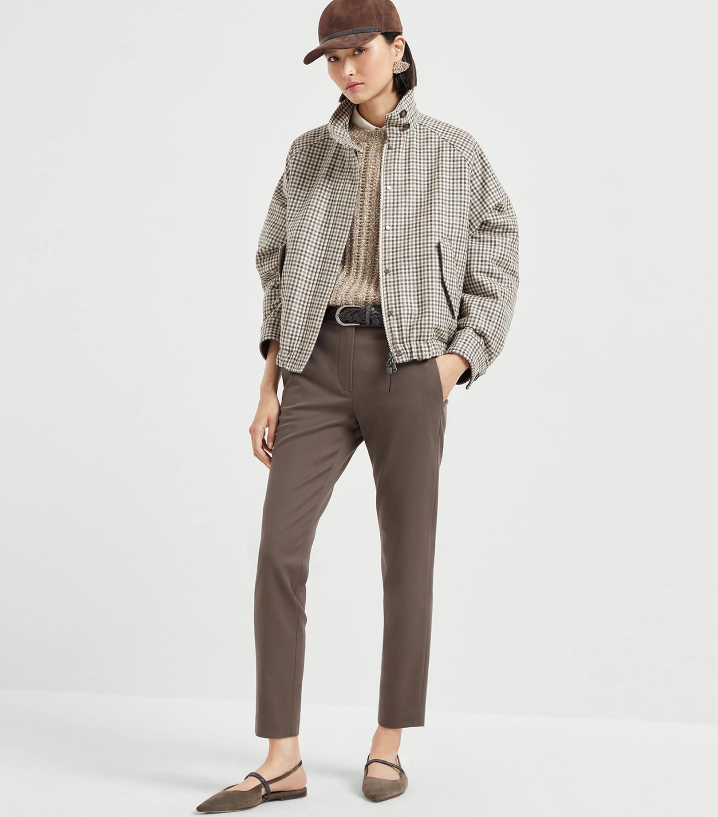 BRUNELLO CUCINELLI ベージュ チェック柄 ビジネスジャケット BRUNELLO CUCINELLI ベージュ チェック柄 ビジネスジャケット