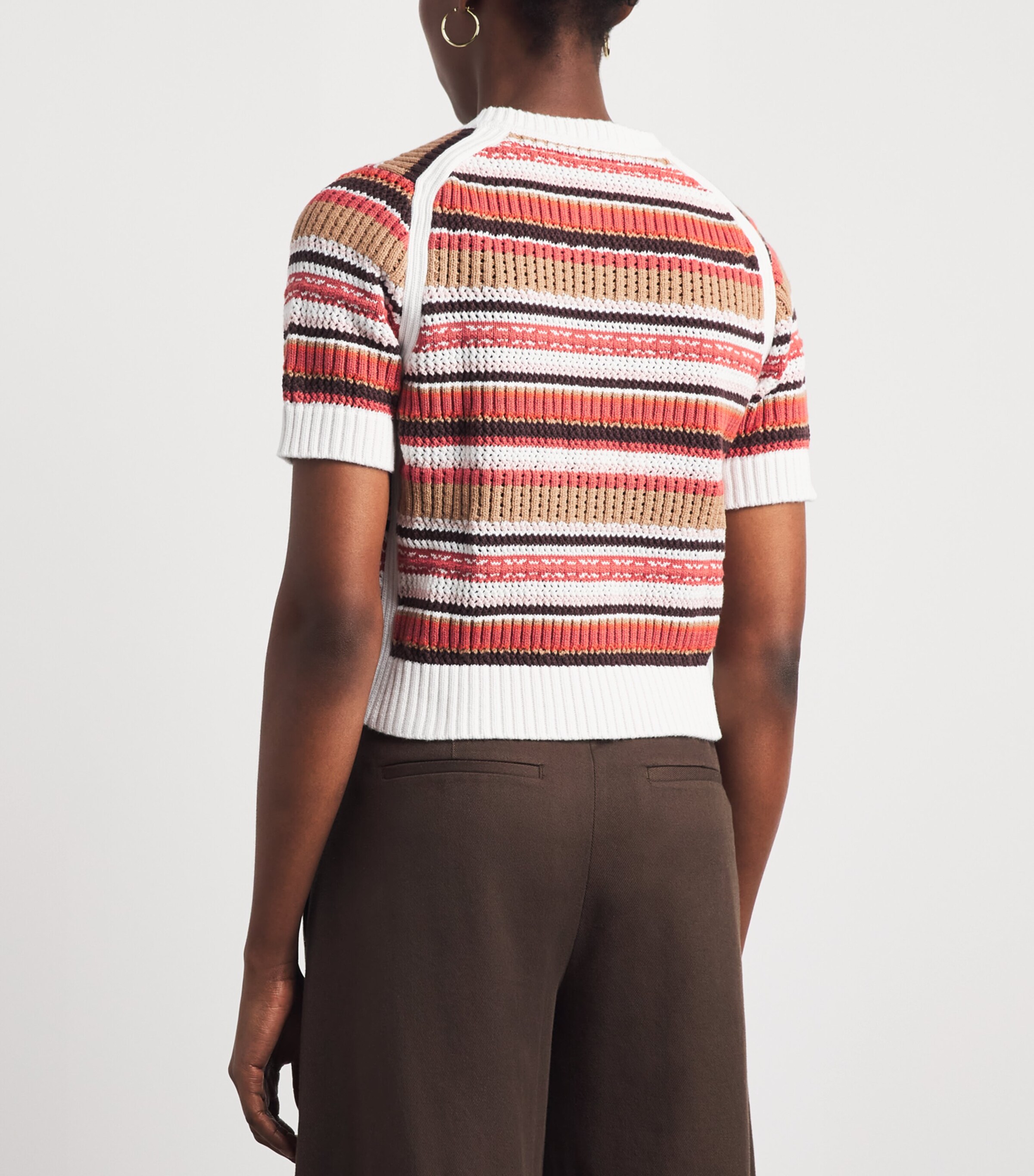 ME+EM Womens Organic Cotton Stripe Cardigan Cinnamon Brown Multi Image 5
