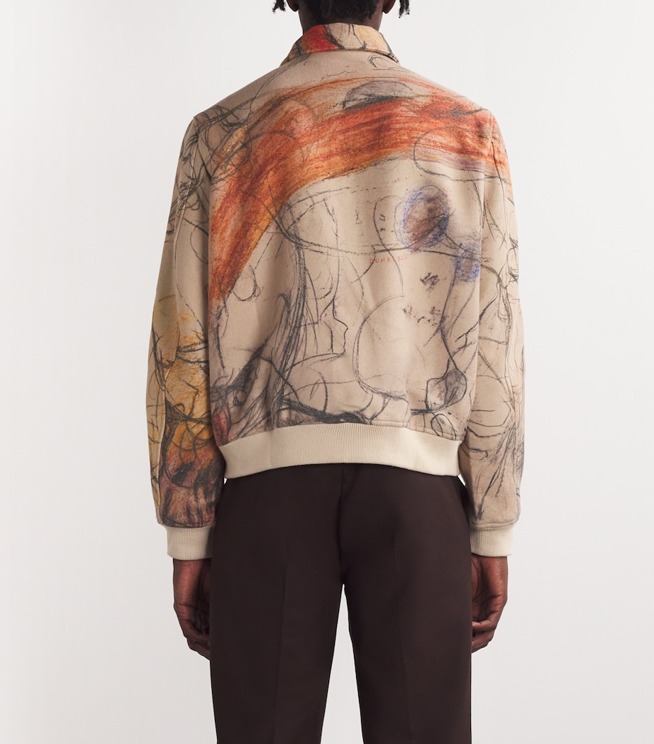 Printed Drafting Bomber Jacket BEIGE Image 4