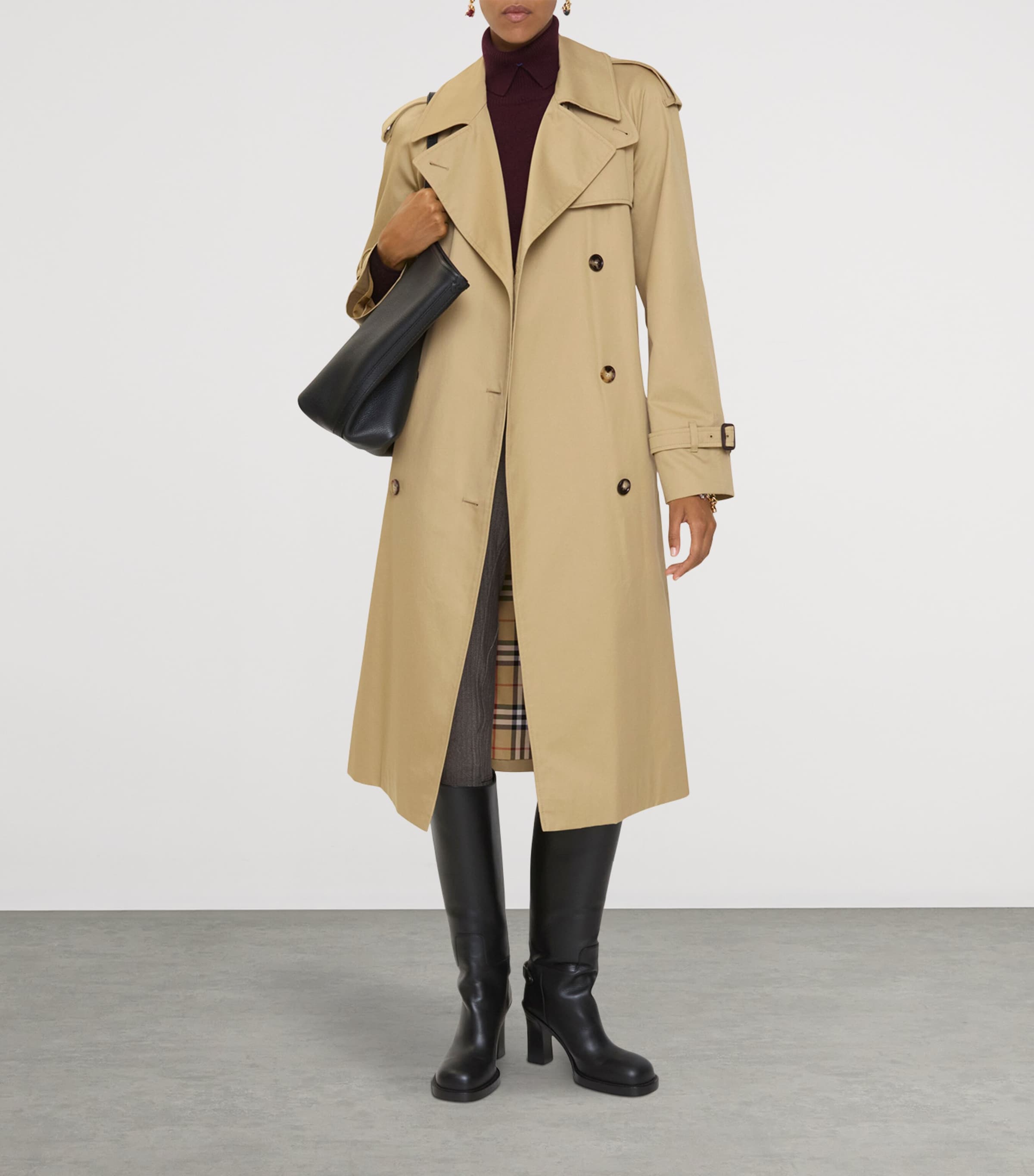 Burberry Womens Long Castleford Trench Coat Beige Image 3