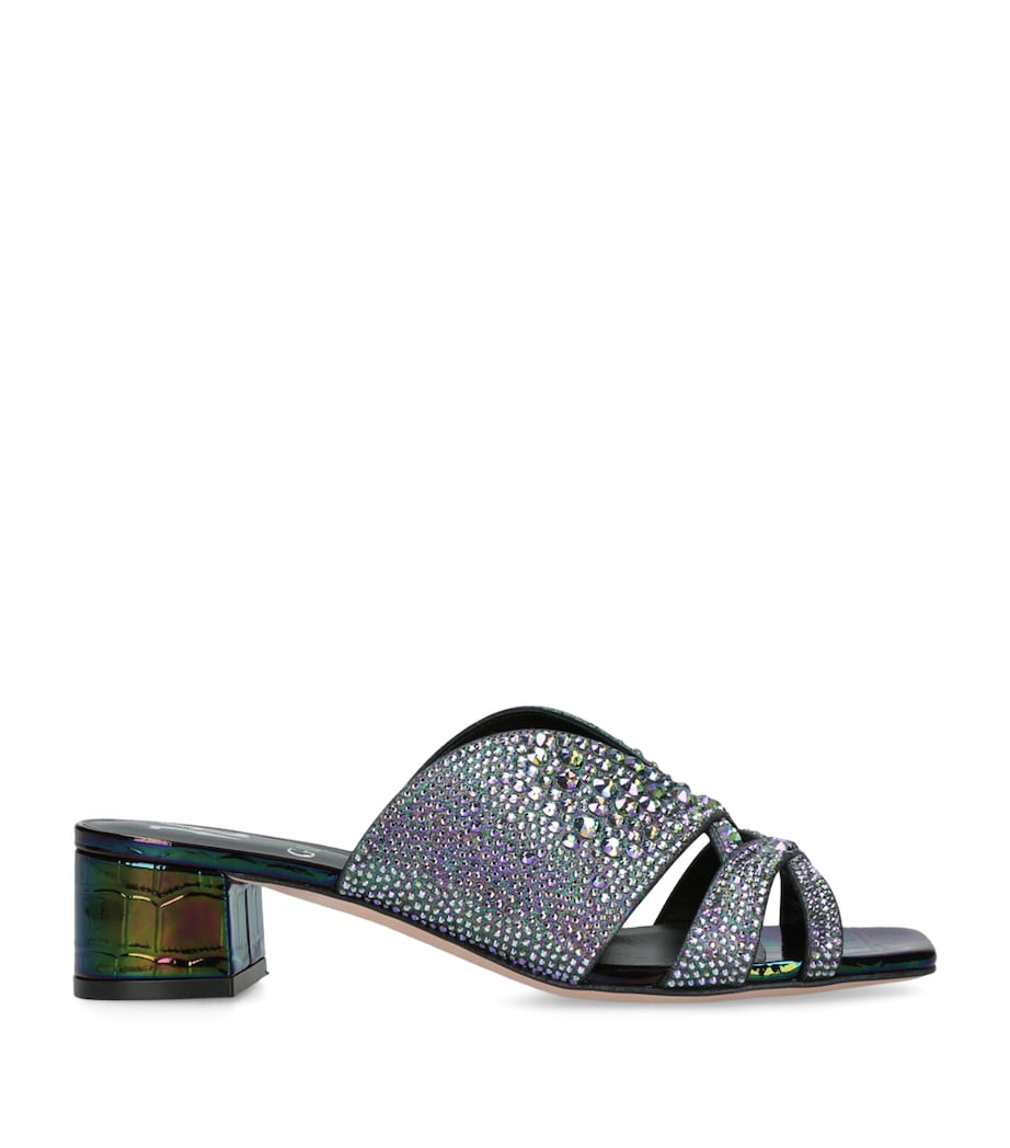 Leather Croc-Embossed Stevie Mules 35 PETROL Image 1