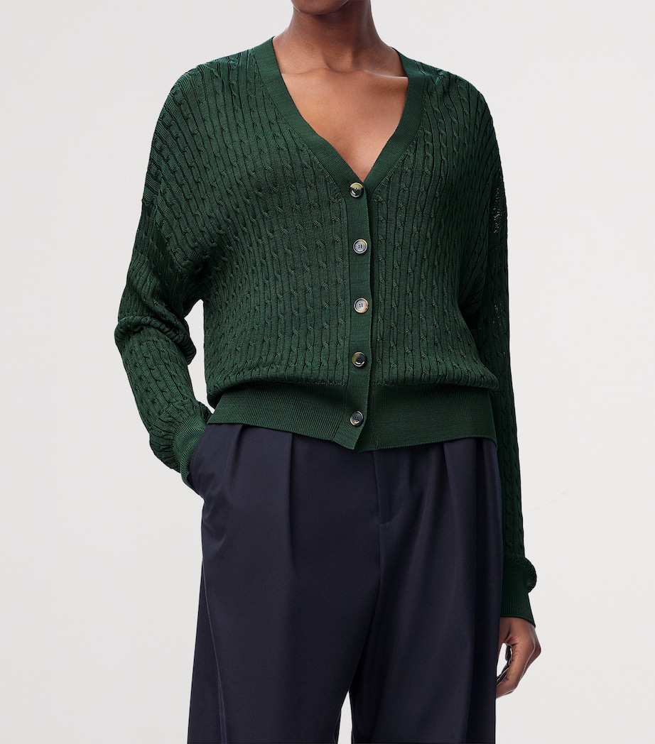 V-Neck Cardigan DARK GREEN Image 3
