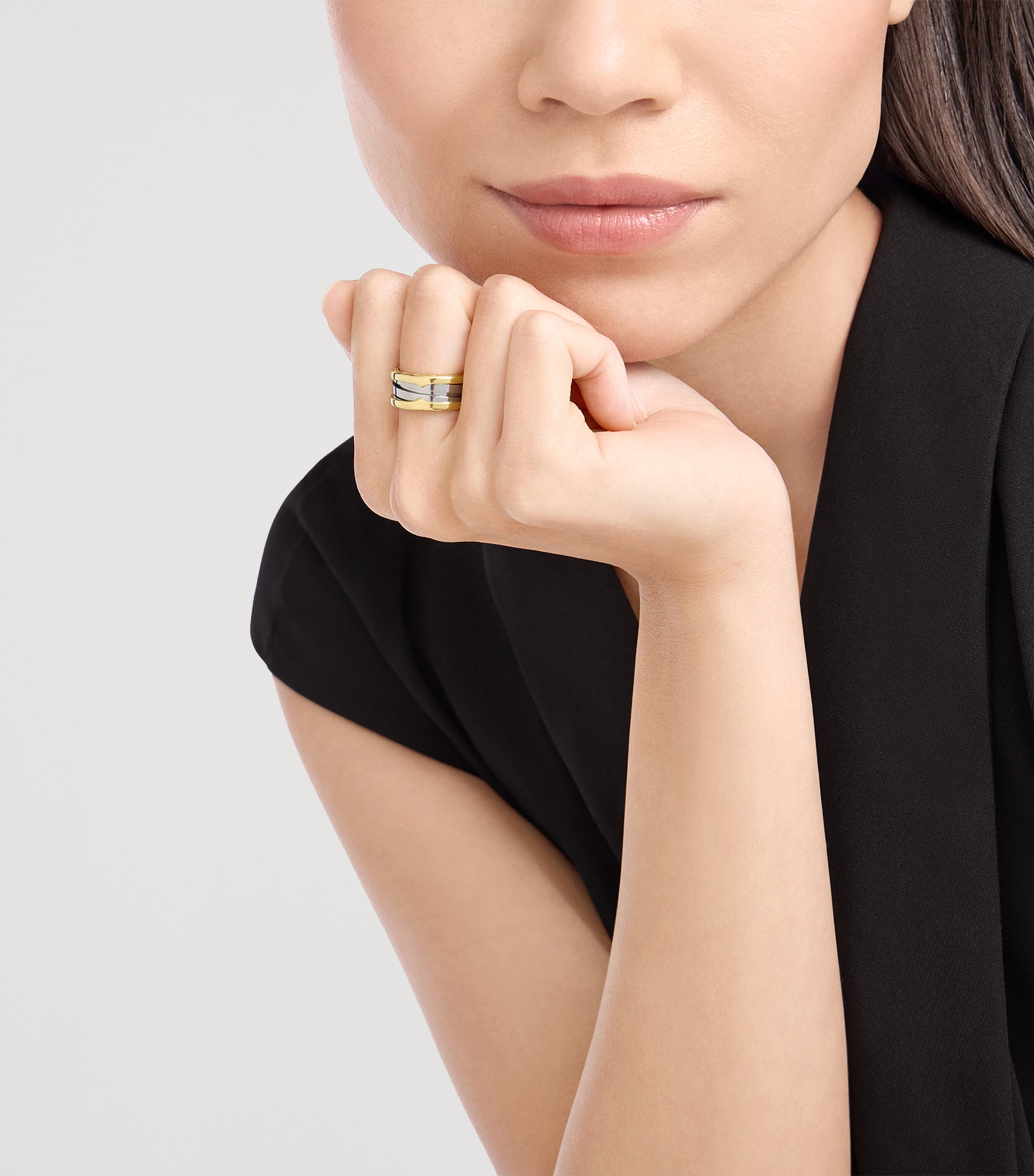 Bvlgari Yellow Gold and Stainless Steel B.zero1 Two-Band Ring Yellow Gold & Steel Image 6