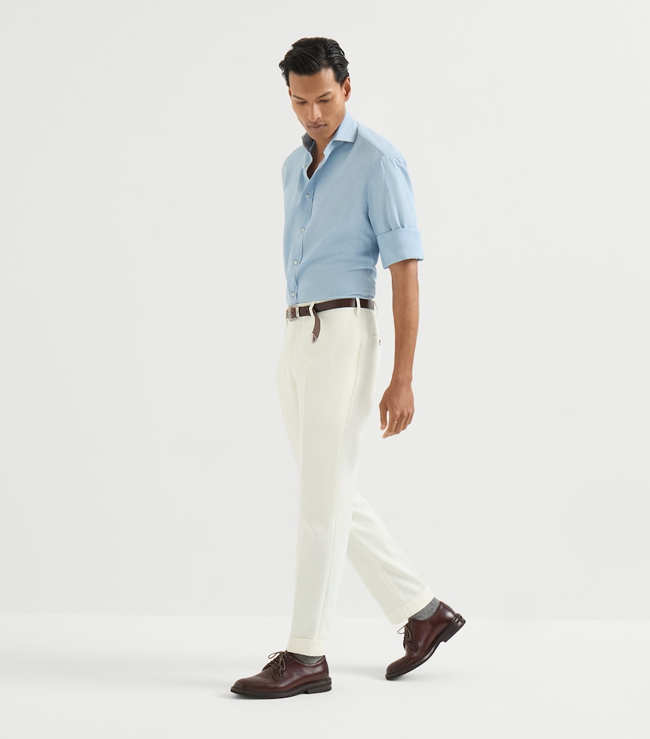 Brunello Cucinelli Mens Cotton-Virgin Wool Gabardine Trousers Image 3