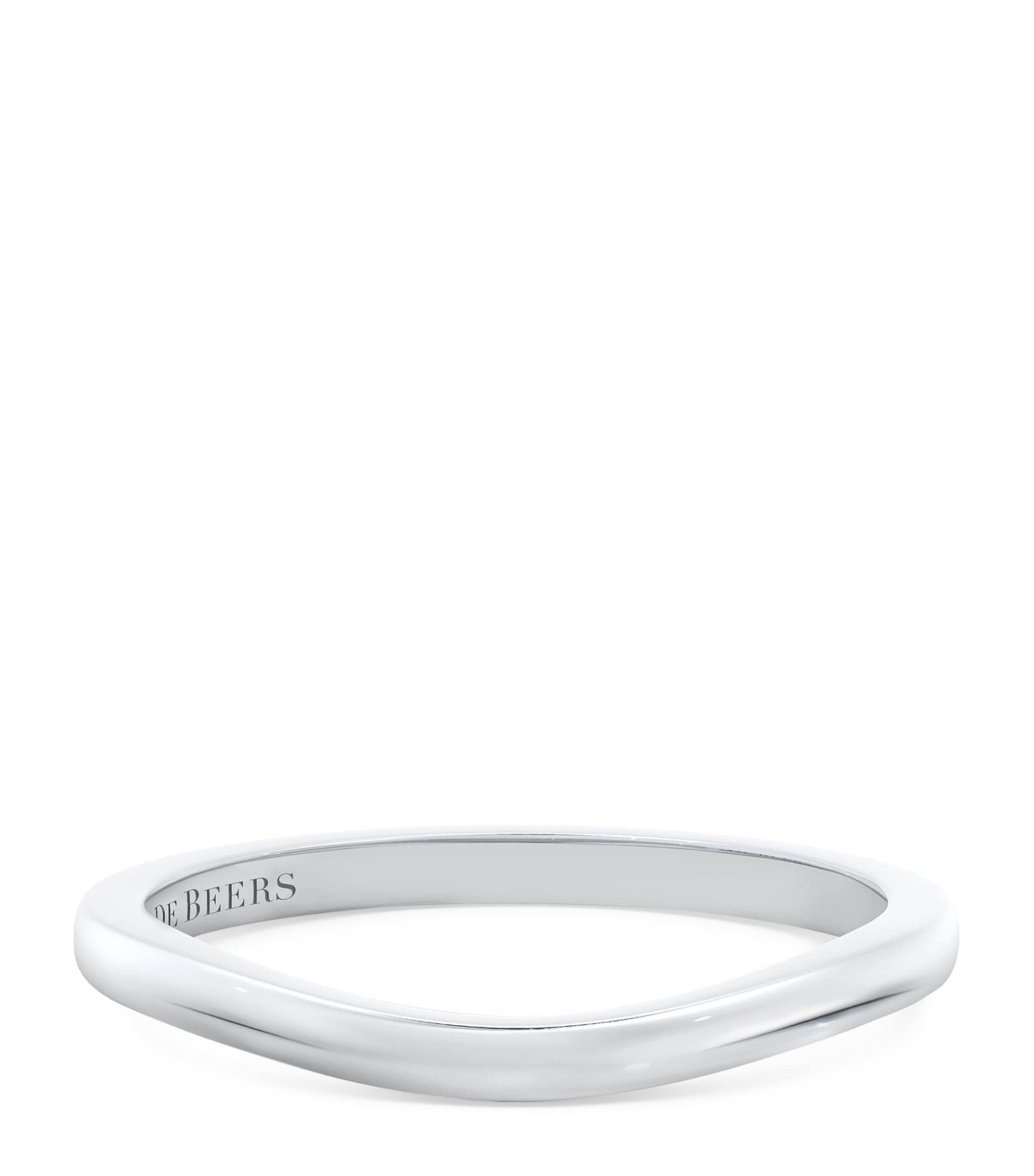 De Beers Platinum Plain Wedding Band In Silver