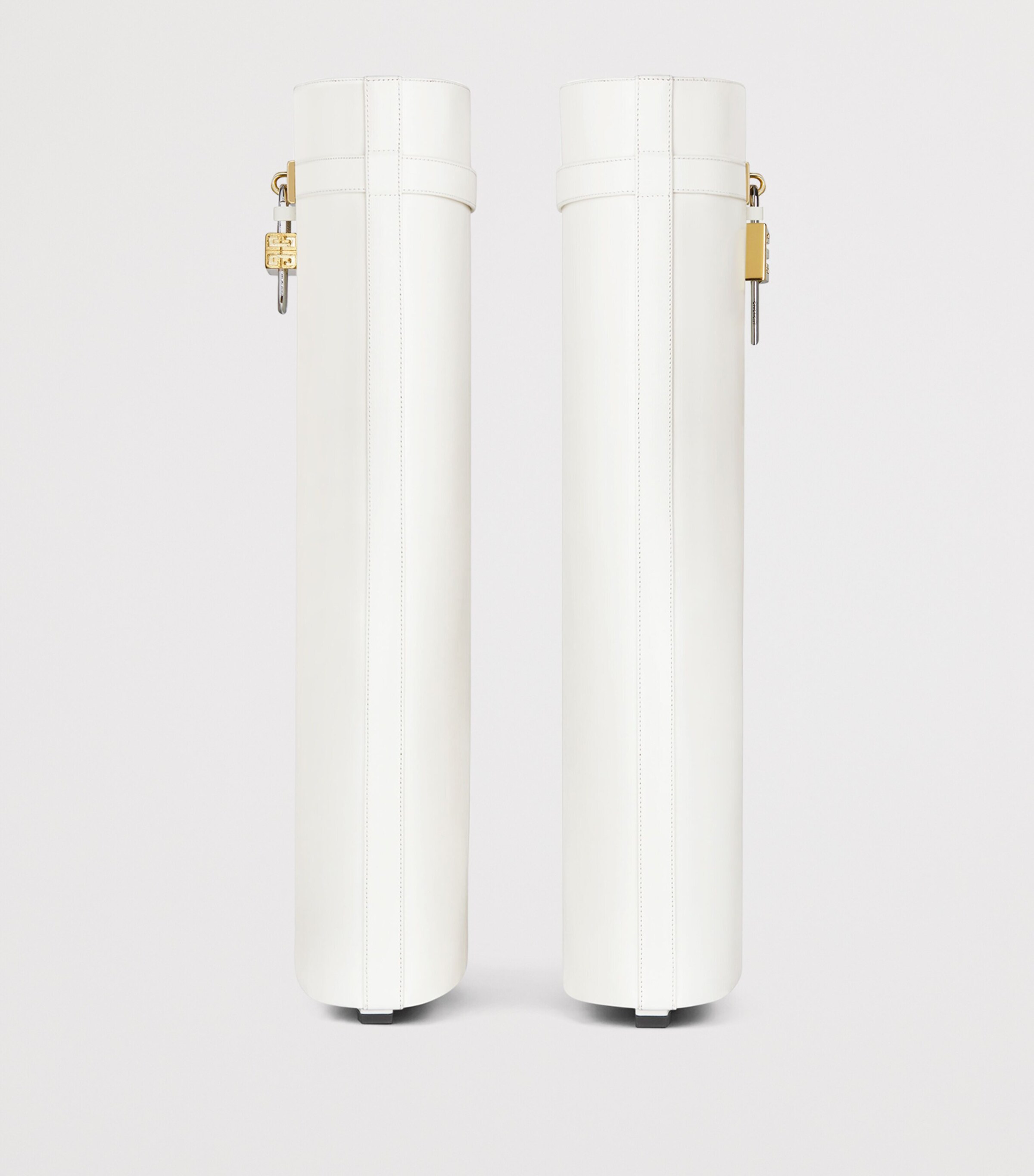 Givenchy Leather Shark Lock Knee-High Boots 90 White Image 5