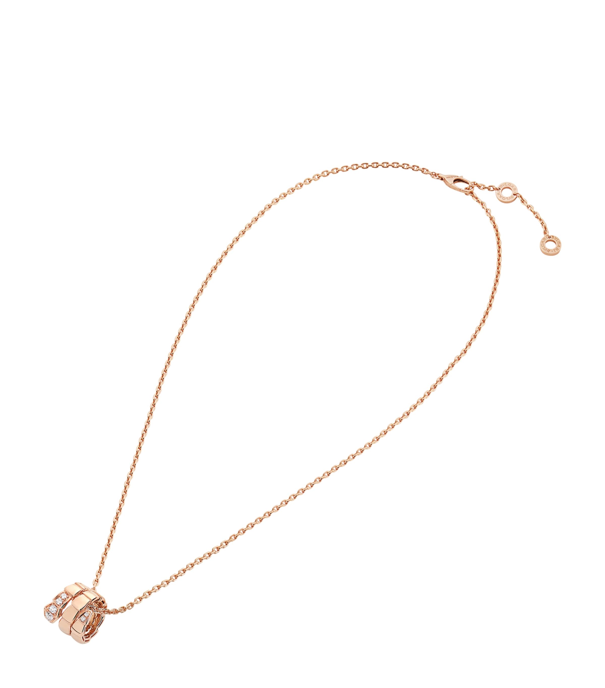 Bvlgari Rose Gold And Demi Pavé Diamond Serpenti Viper Necklace