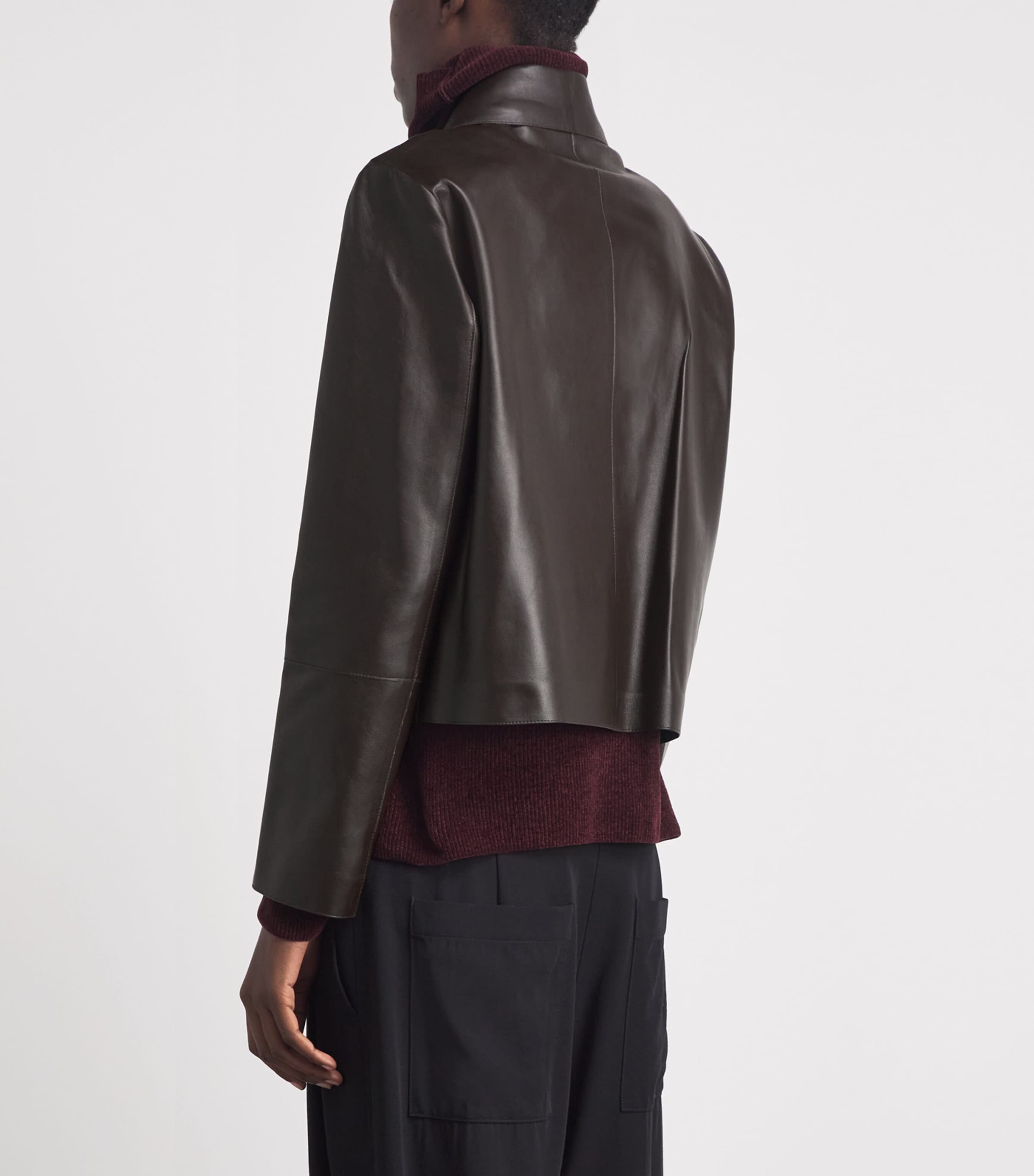 Arma Womens Tailored Emy Leather Jacket Coffee Bean Image 5
