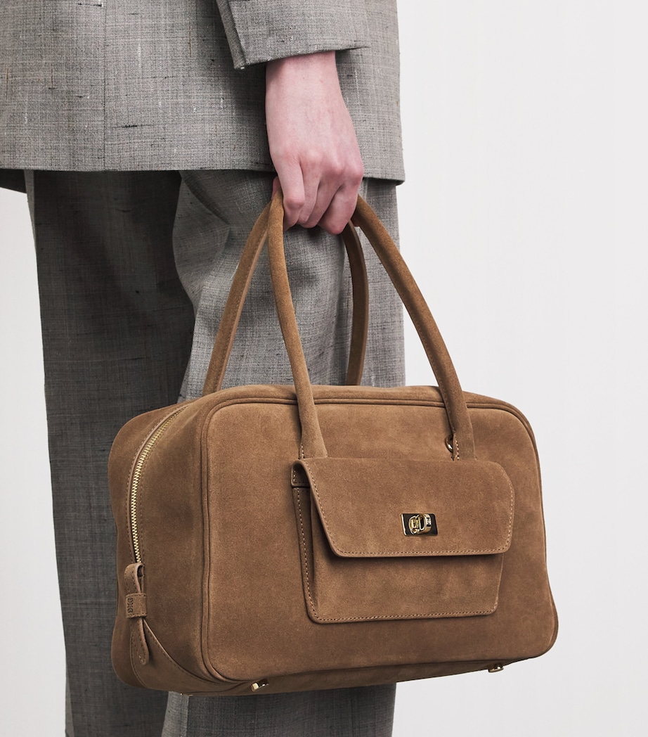 Sandro Paris Suede Ezmeh Shoulder Bag Caramel Image 4