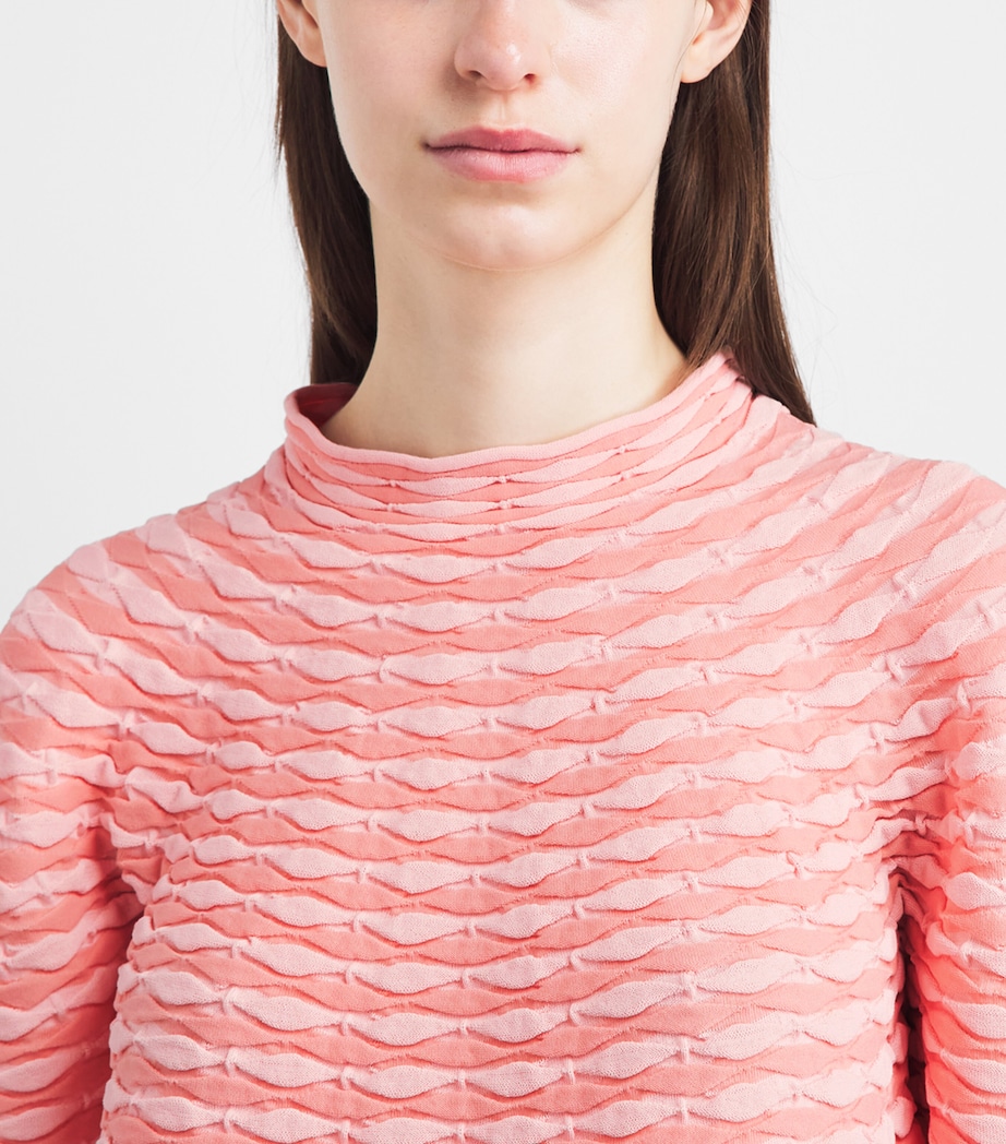 Pleats Please Issey Miyake Womens Colourful Mushroom Knit Top Light Pink Image 3