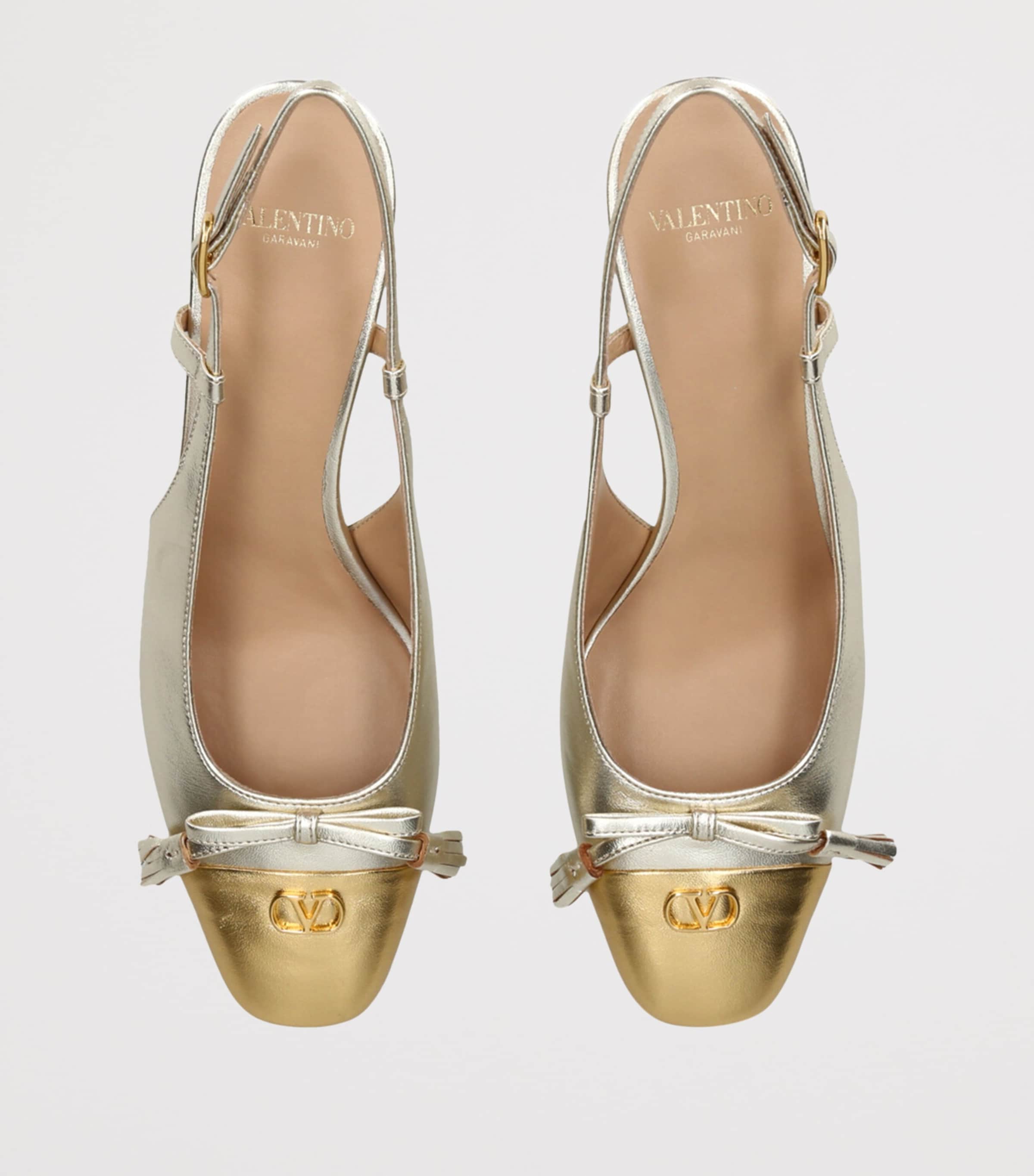 Valentino Garavani Leather Valet Du Roi Slingback Heels 60 Gold Image 4