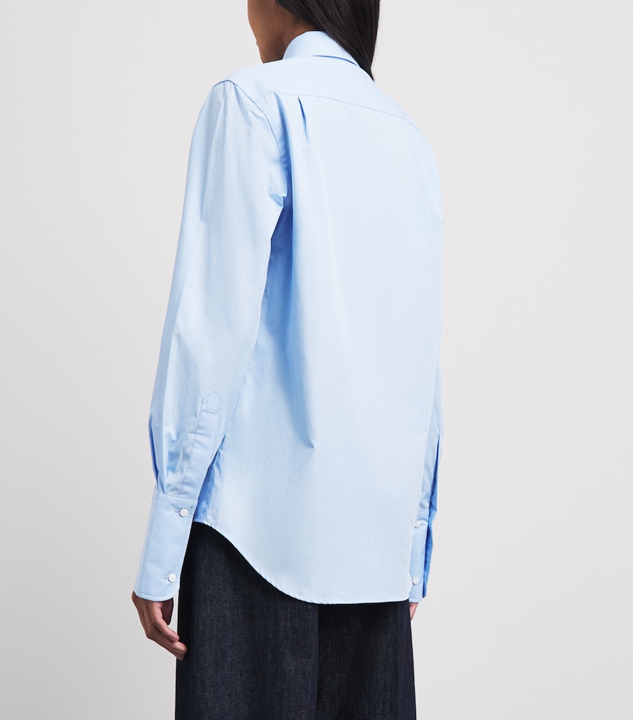 With Nothing Underneath Womens Exaggerated Cuff The Boyfriend Shirt Sky Blue Image 5