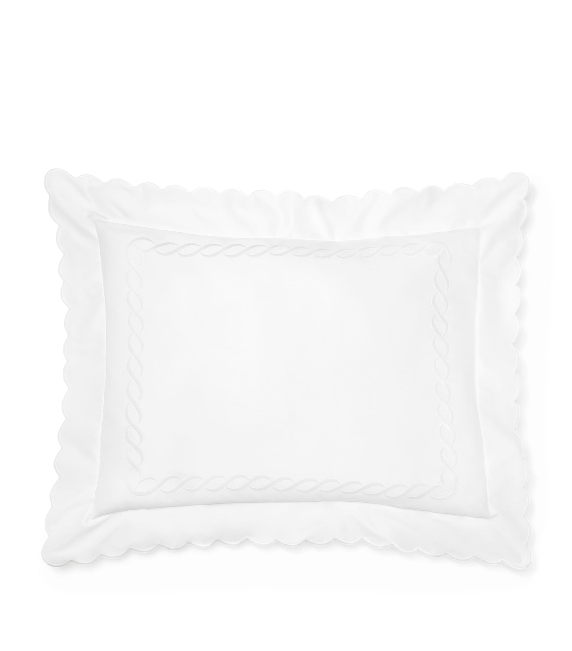 Pratesi Cotton Treccia Splendore Oxford Pillowcase In White