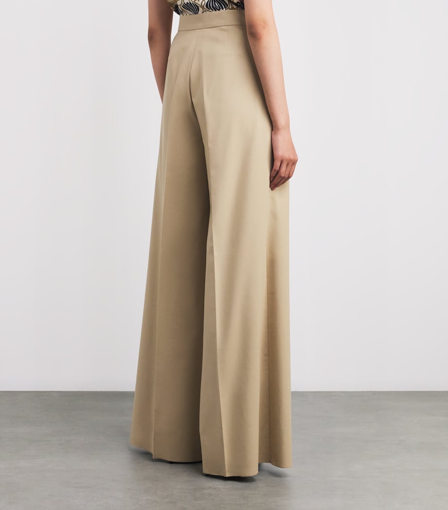 Stretch-Cotton Wide-Leg Trousers SAND Image 4