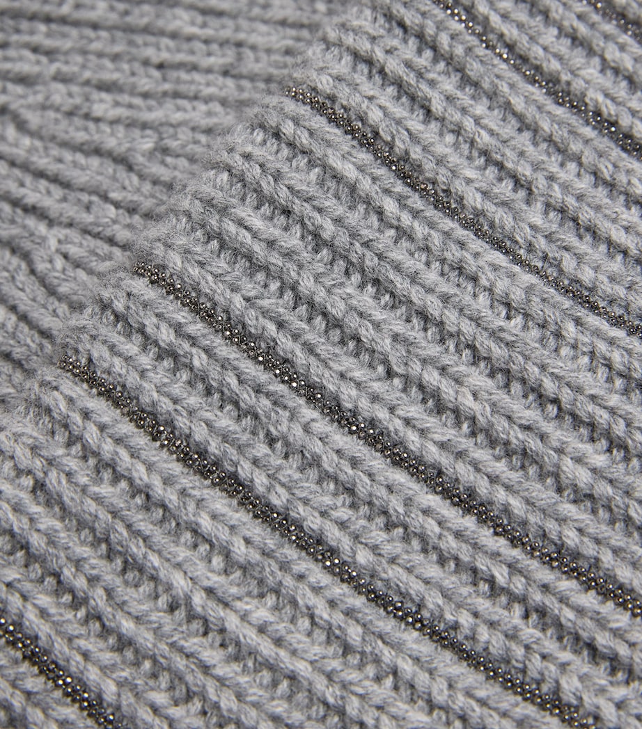 Wool-Silk Sparkling Ribbed Beanie 8132 ROCCIA Image 3