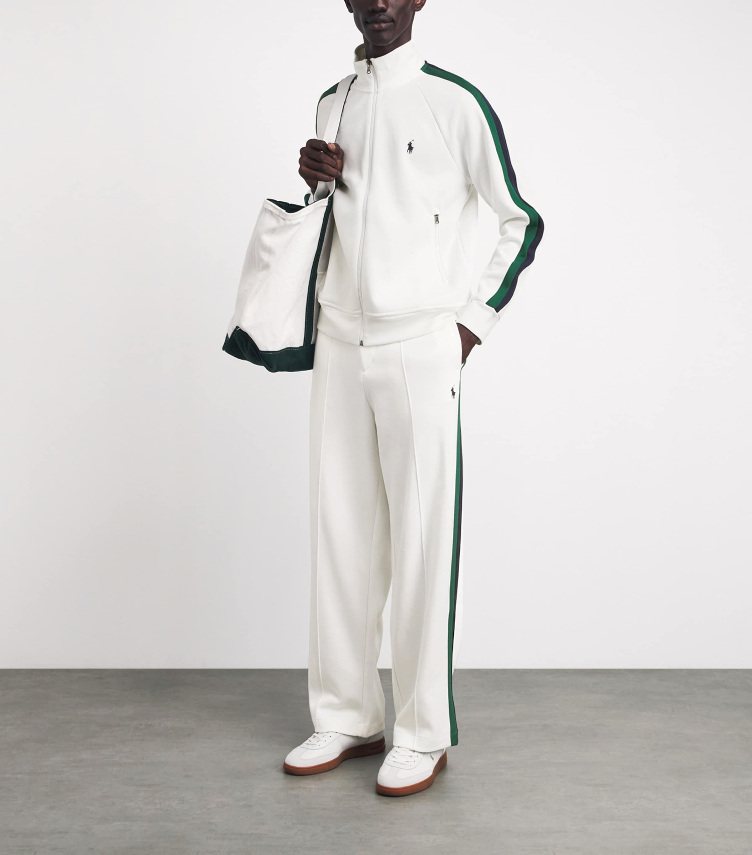 Polo Ralph Lauren Mens Stripe Open-Cuff Sweatpants White Image 2