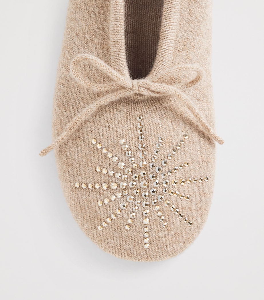 William Sharp Cashmere Crystal-Embellished Dolly Slippers Mid Brwn Gldn Shdw Image 5