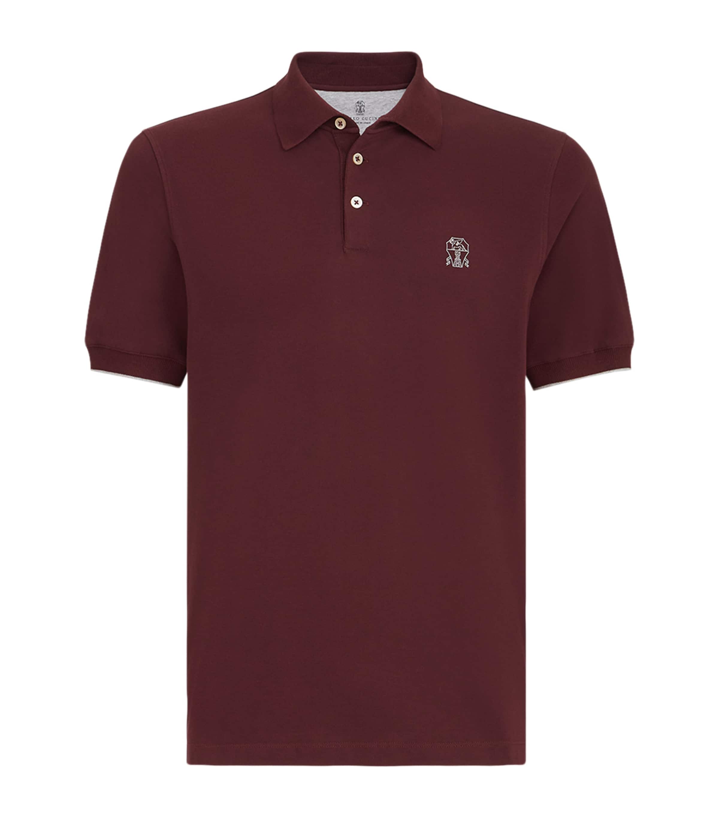 Brunello Cucinelli Mens Cotton Piqué Logo Polo Shirt Image 1