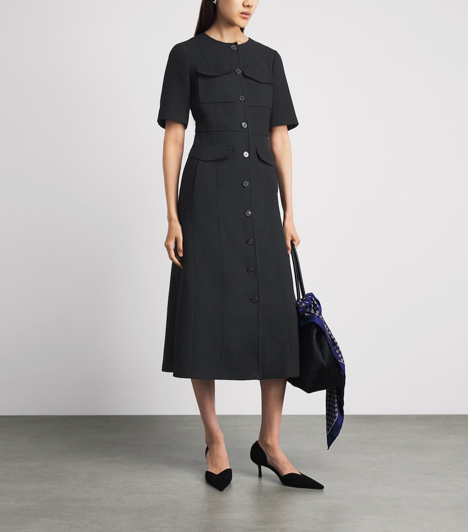 ME+EM Womens Tweed Shift Midi Dress Black Image 2