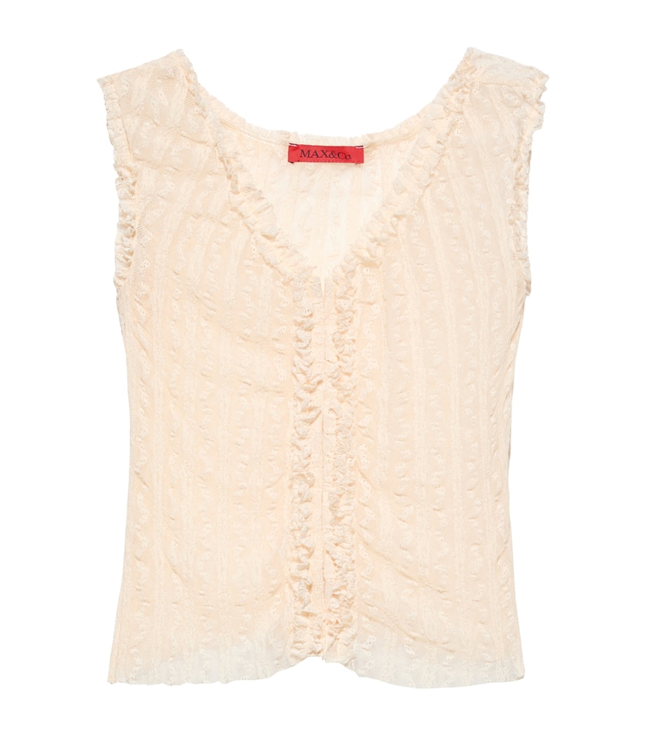 MAX&Co. Womens Lace Tank Top Ecru Image 1